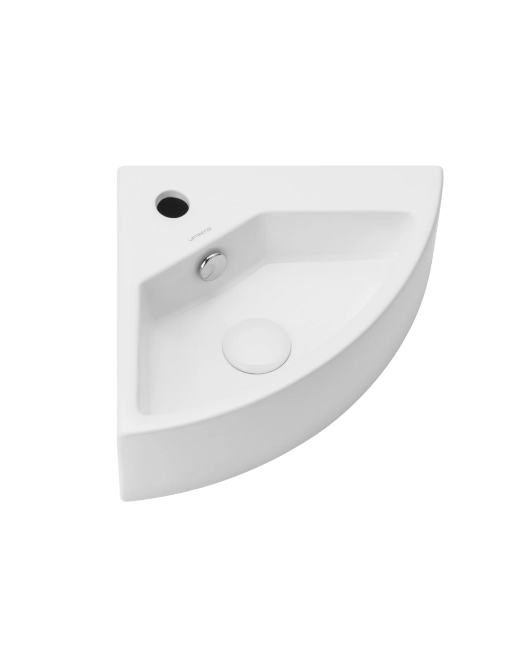 Umywalka ścienna-narożna Uptrend KONA biały połysk, z otworem na baterię oraz przelewem 1 szt.