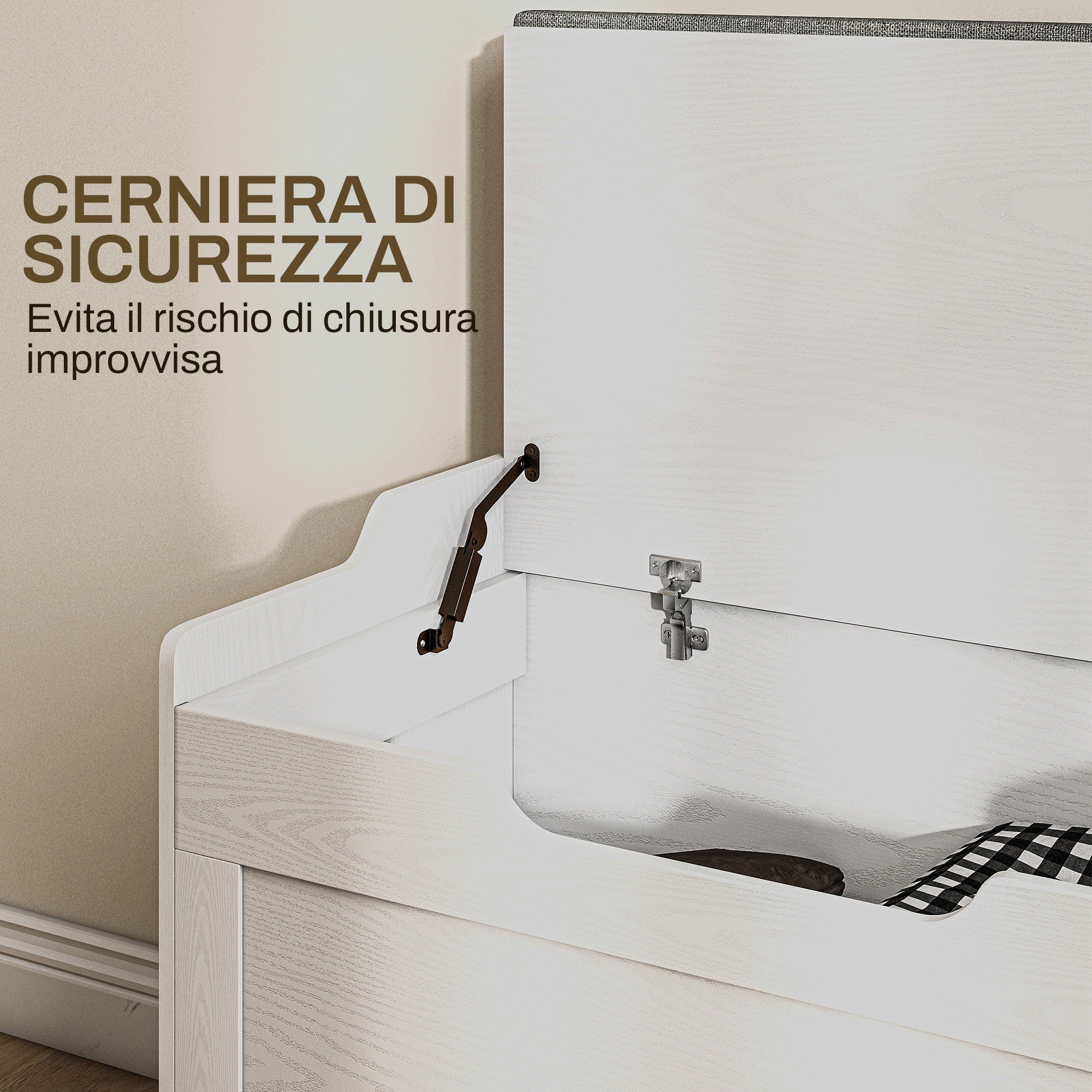 Banc de rangement 103 L,Banc de rangement multifonctionnel avec coussin en tissu lavable,Banc de rangement en bois pour entrée, couloir, salon - 8
