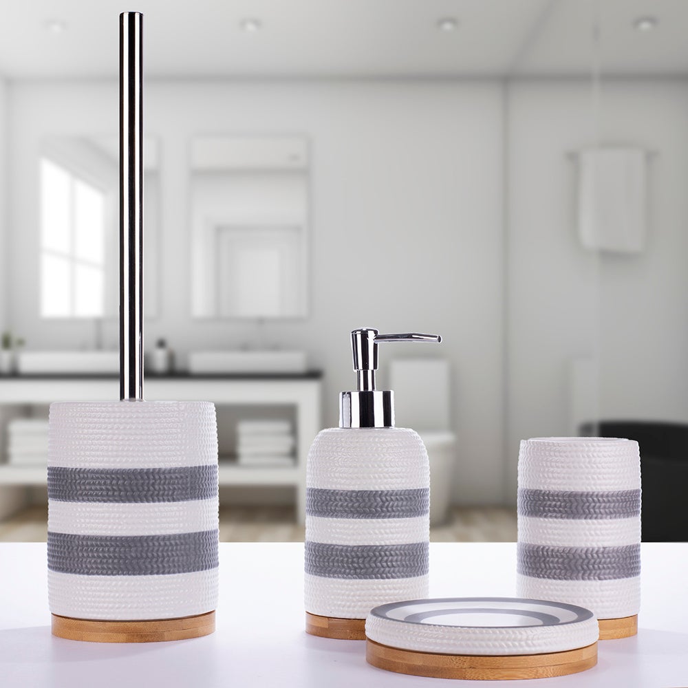 Szczotka do WC Sepio ceramiczna biało szara solidna elegancka - 8