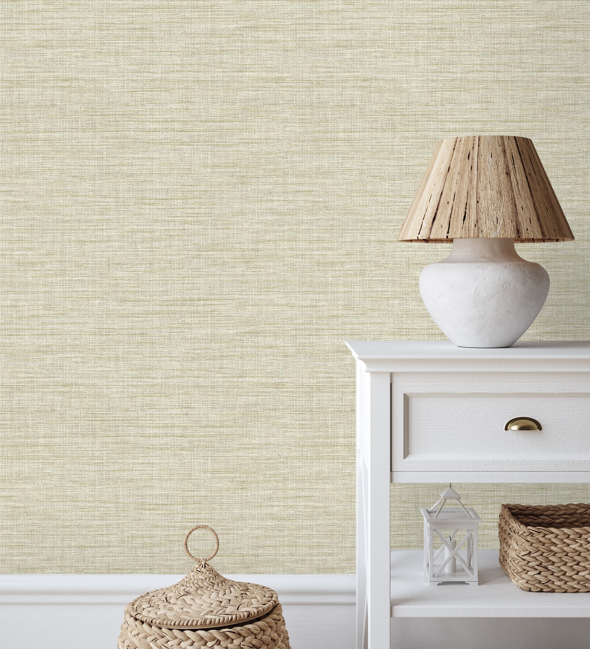 Papel pintado vinílico ecológico efecto fibra vegetal tejida teñida con textura en relieve - soho fabric 682345 de gaulan - rollo de 10 m x 0,52 m