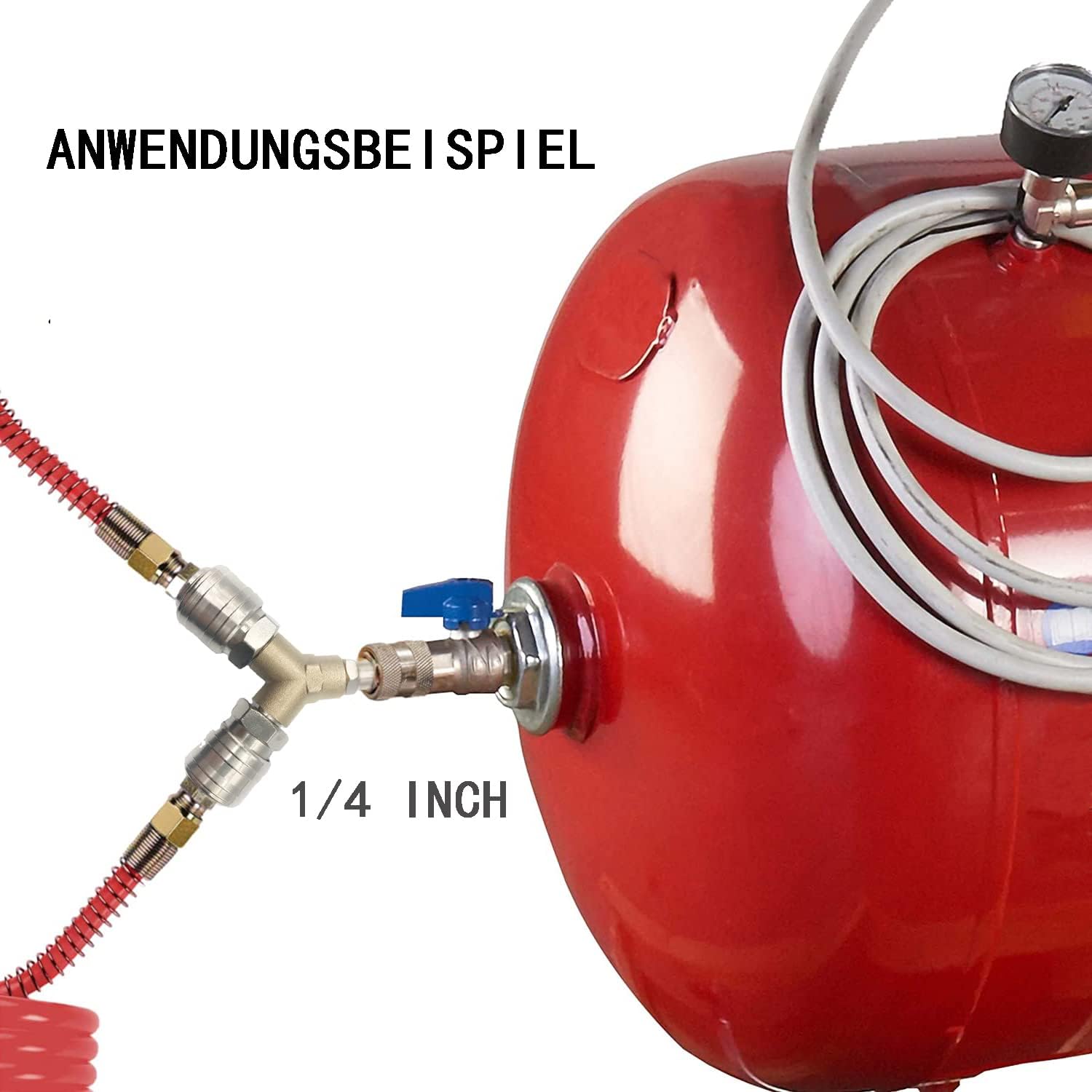 Distributeur d'air Comprimé, Connecteur d'air Comprimé,Interrupteur d'air Comprimé,Avec deux Connecteurs Filetés 1/4 Pouce,en laiton Antirouille - 2