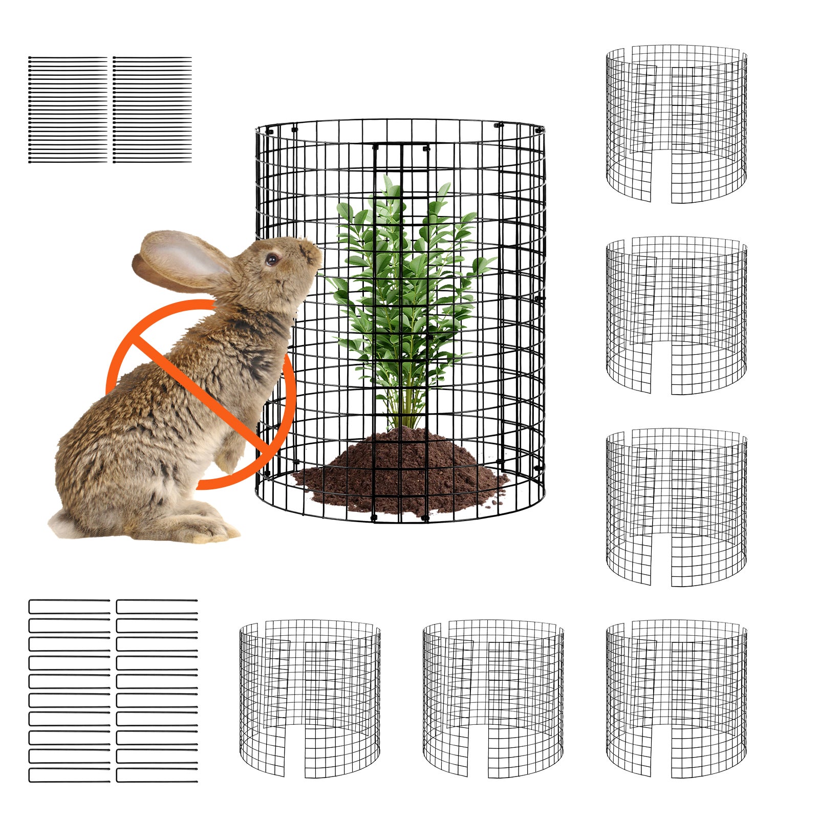 Lot de SucceBuy 6 cages grillagées pour plantes,32 cm de diamètre x 35,6 cm de hauteur,clôtures extérieures,garde les animaux à l'extérieur - 3
