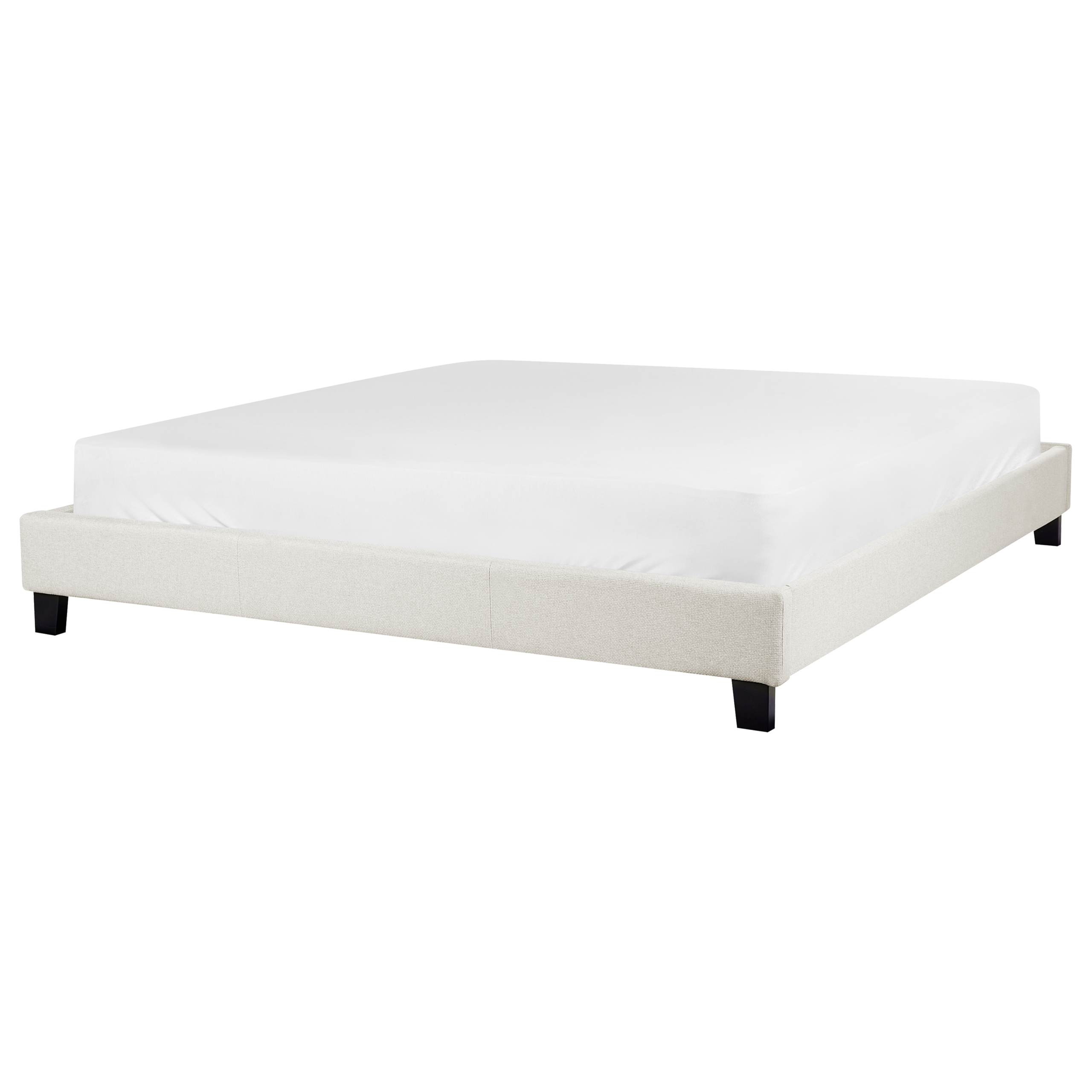 Lit sans tête de lit Tissu ROANNE 180 x 200 cm Beige clair | Leroy Merlin