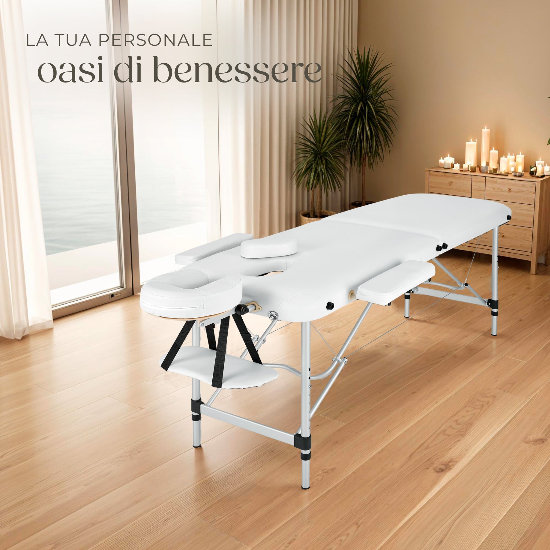 Table de massage 2 zones en aluminium portable pliable et réglable en hauteur TECTAKE - 9