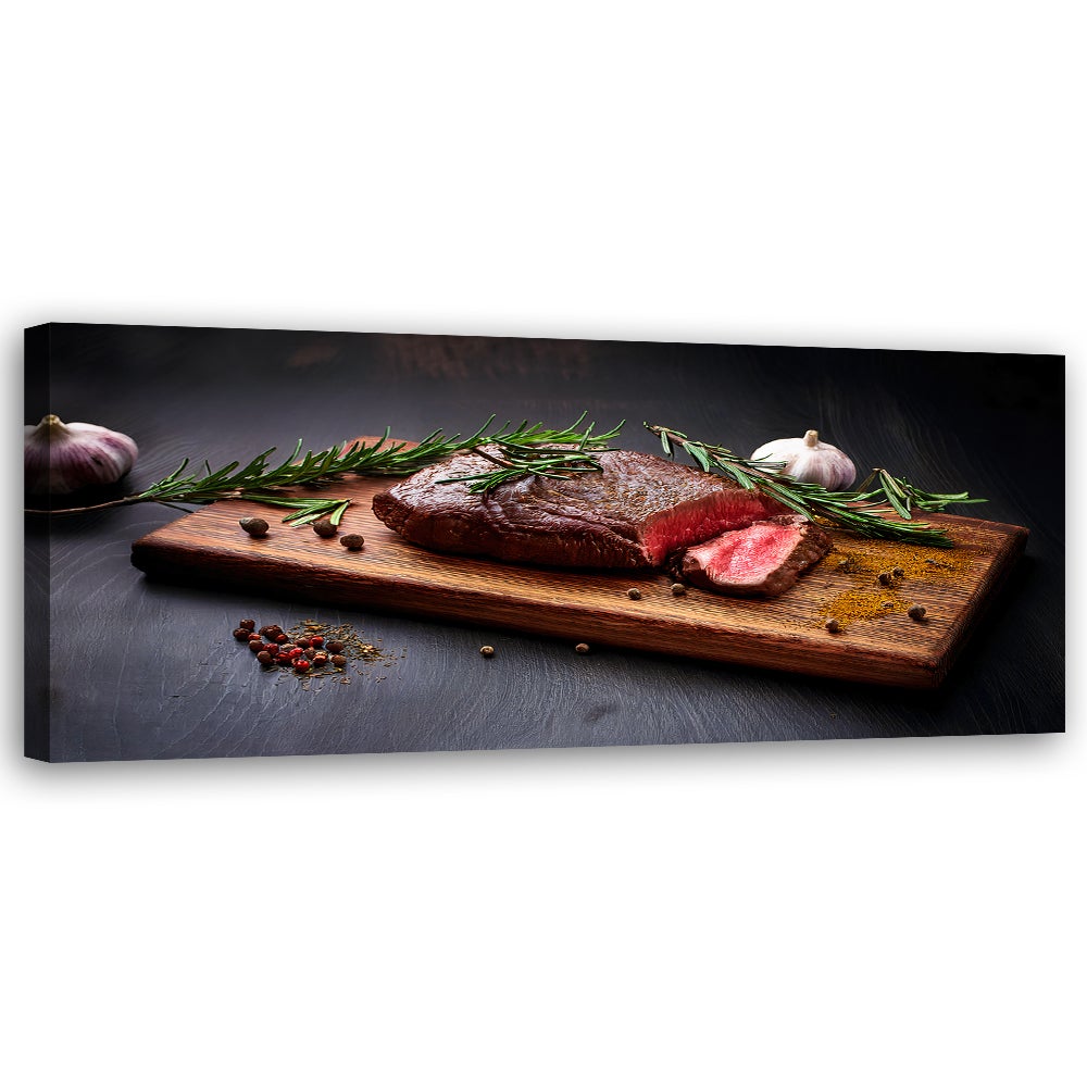 Obraz na płótnie, Stek Mięso Jedzenie do Kuchni Restauracji 120x40
