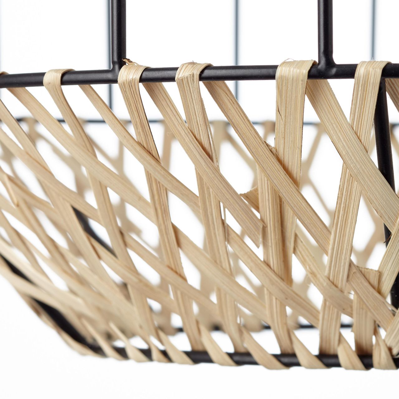 Lampa wisząca Tiffany bar 5 żarówek czarny mat/naturalny metal/brązowy plastik 5x A60, E27, 28 W - 3