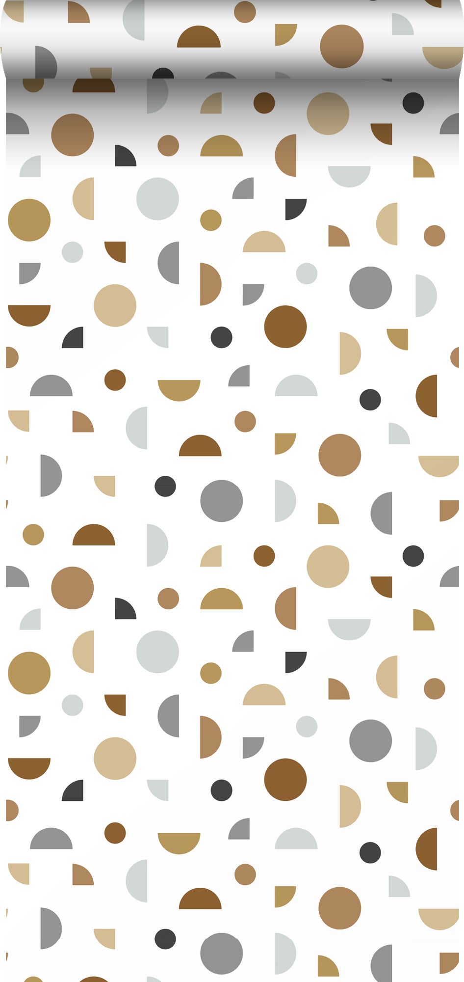 Papel pintado motivo gráfico blanco, gris y beige - 0,53 x 10,05 m - estahome