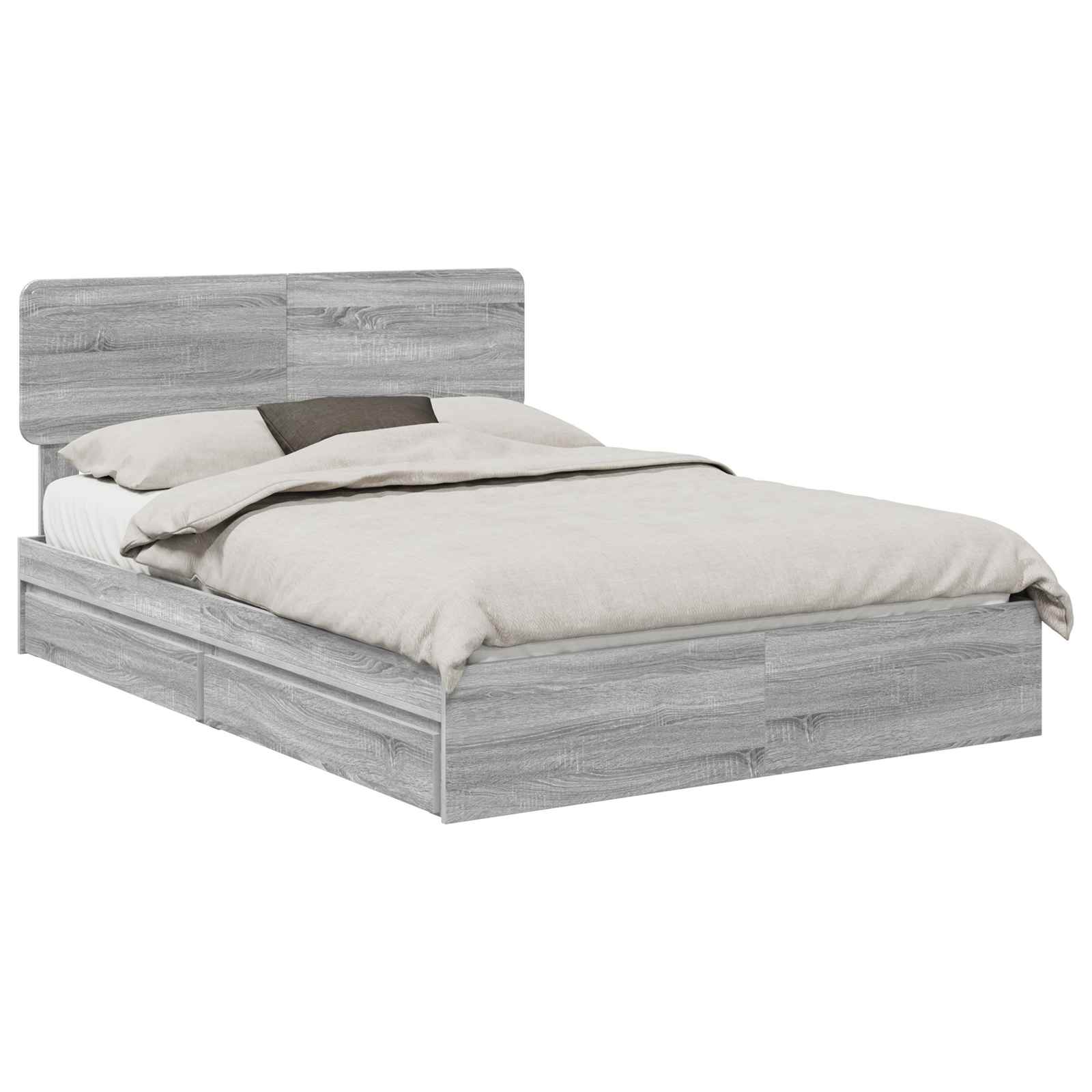 Lit de Rangement Gris 150 x 200 cm Bois d'ingénierie - 2