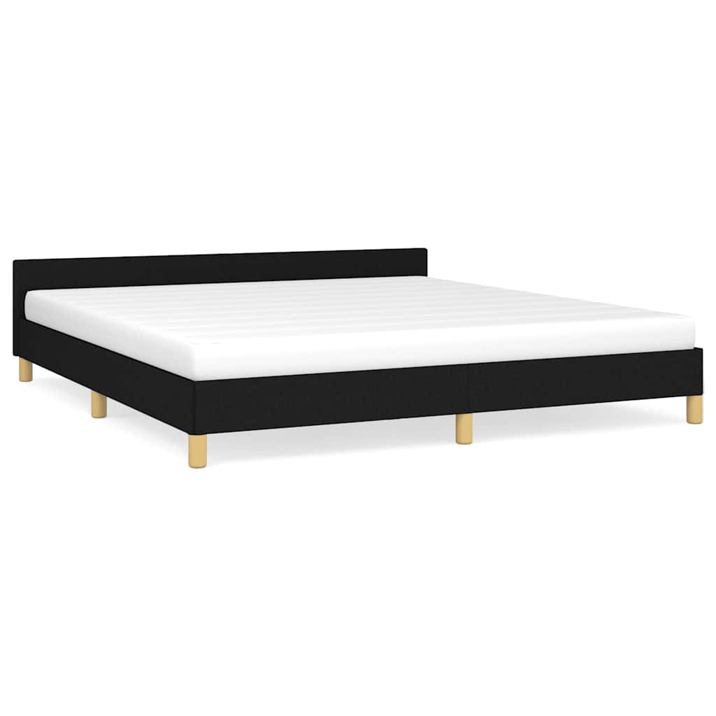 Cadre de lit sans matelas noir 180 x 200 cm tissu - 2