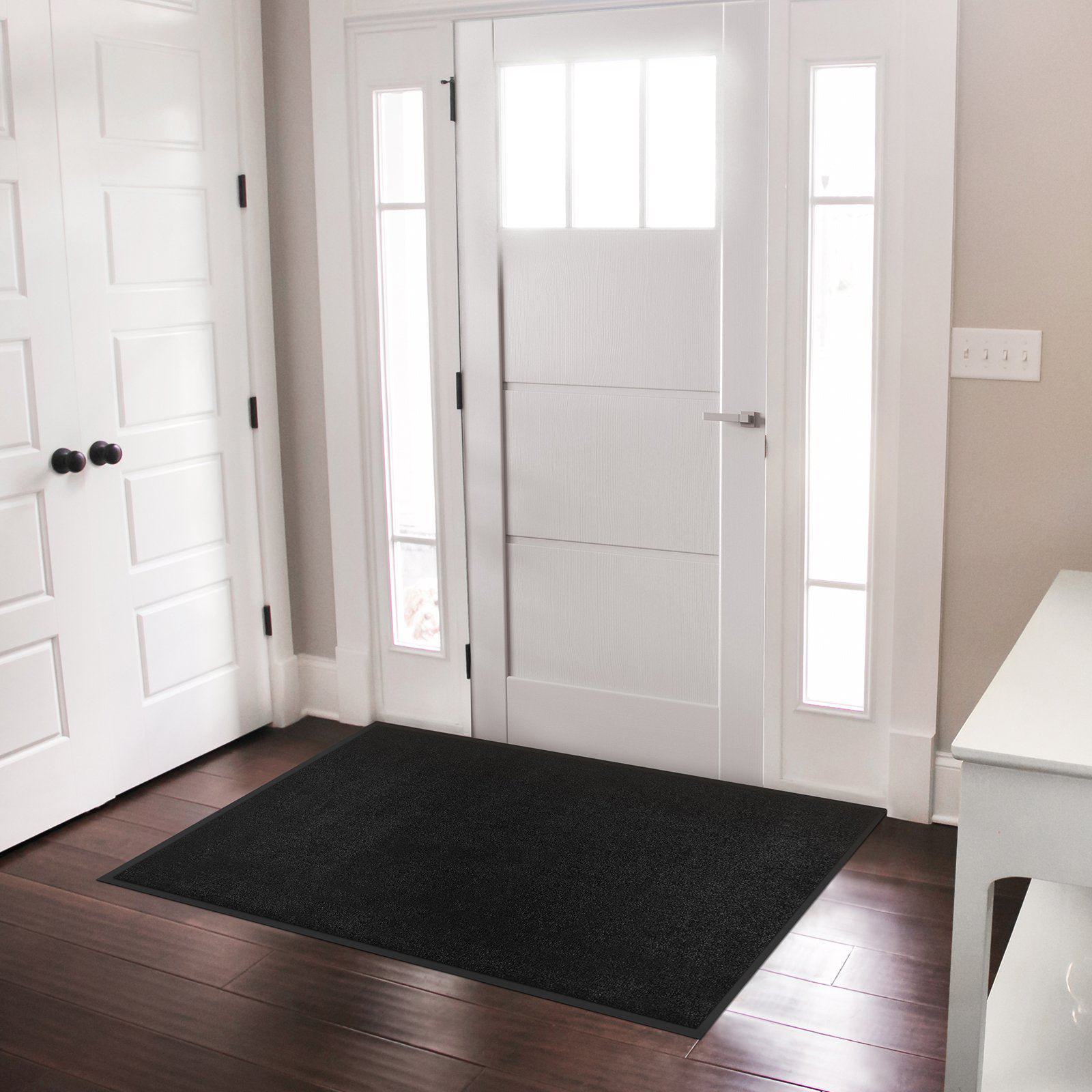 Paillasson Pour Porte D'Entrée WohnDirect Noir Avec Bordure 50x70 Cm - Absorbant Et Antidérapant