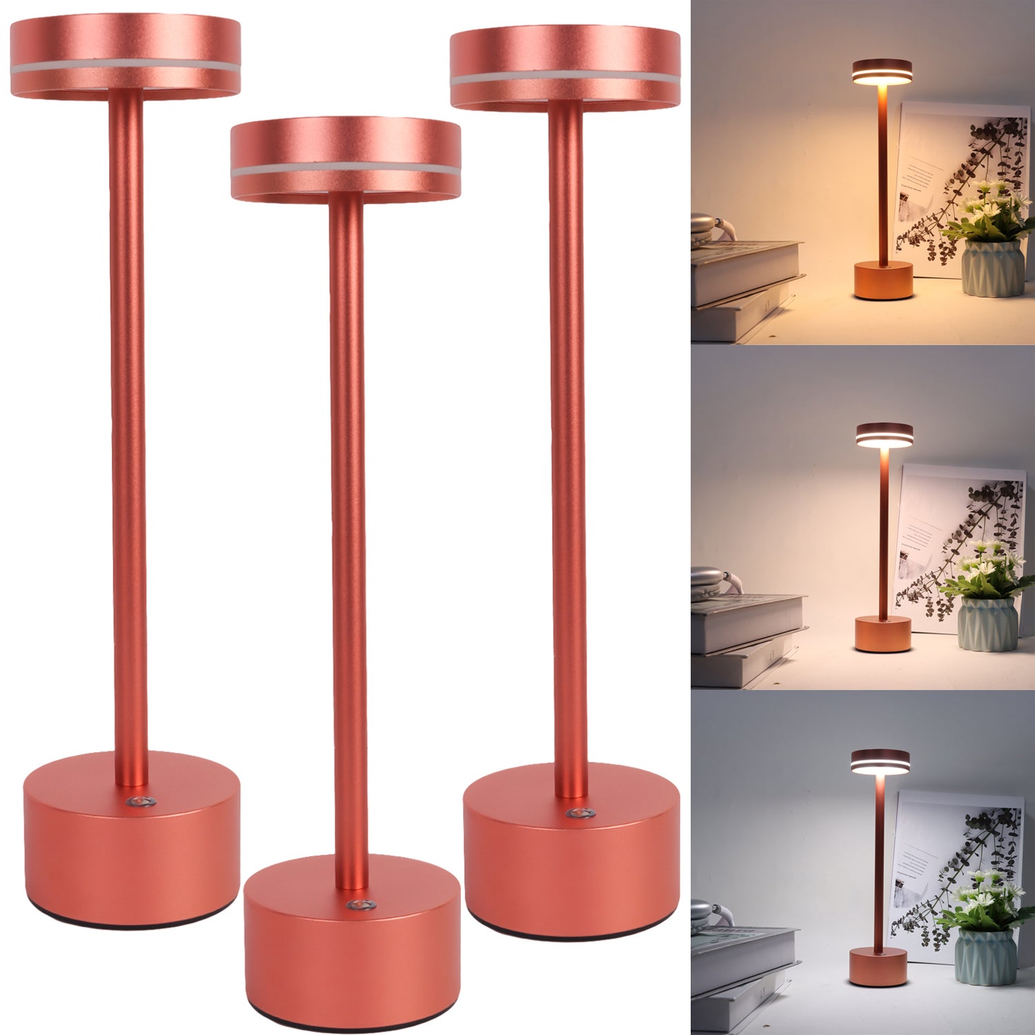 Bezprzewodowa lampa stołowa ładowana przez USB zestaw dotykowych lamp biurkowych LED temperatury barwowe do szafki nocnej do użytku wewnątrz zewnątrz