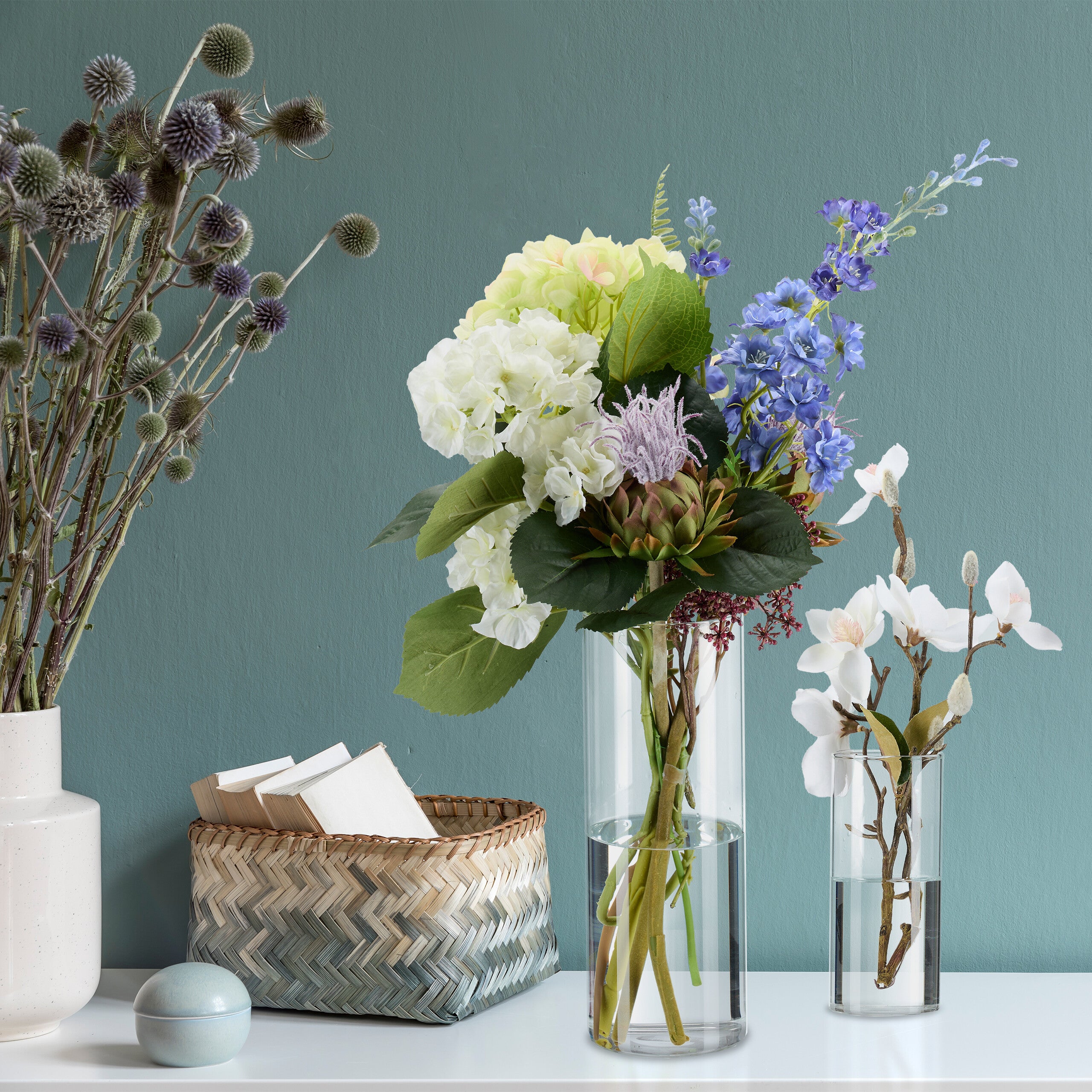Conjunto de 4 vasos de vidro para flores e velas, 4 tamanhos: 10 x ø 5,5, 15 x ø 6,5, 20 x ø 8 e 25 x ø 9,5 cm, transparentes, Relaxdays - 2