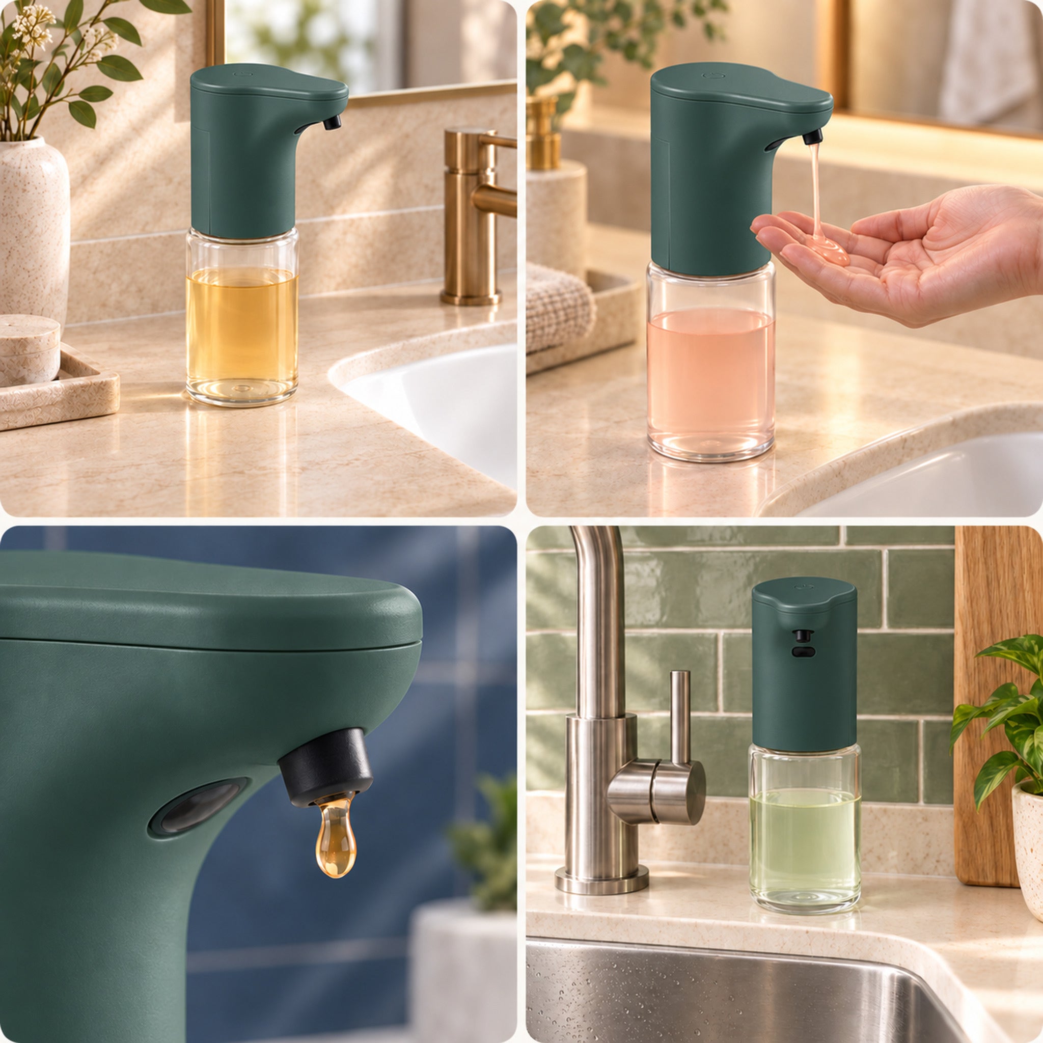Distributeur automatique de savon liquide Elara Vert | Leroy Merlin