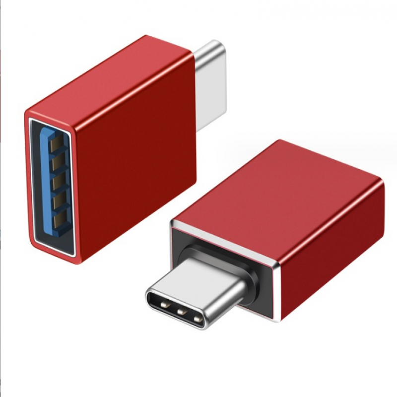 Czerwona przejściówka z USB typu C na USB OTG zestaw sztuk przejściówka z USB typu C męskiego na USB typu A żeńskiego Thunderbolt do MacBooka Pro