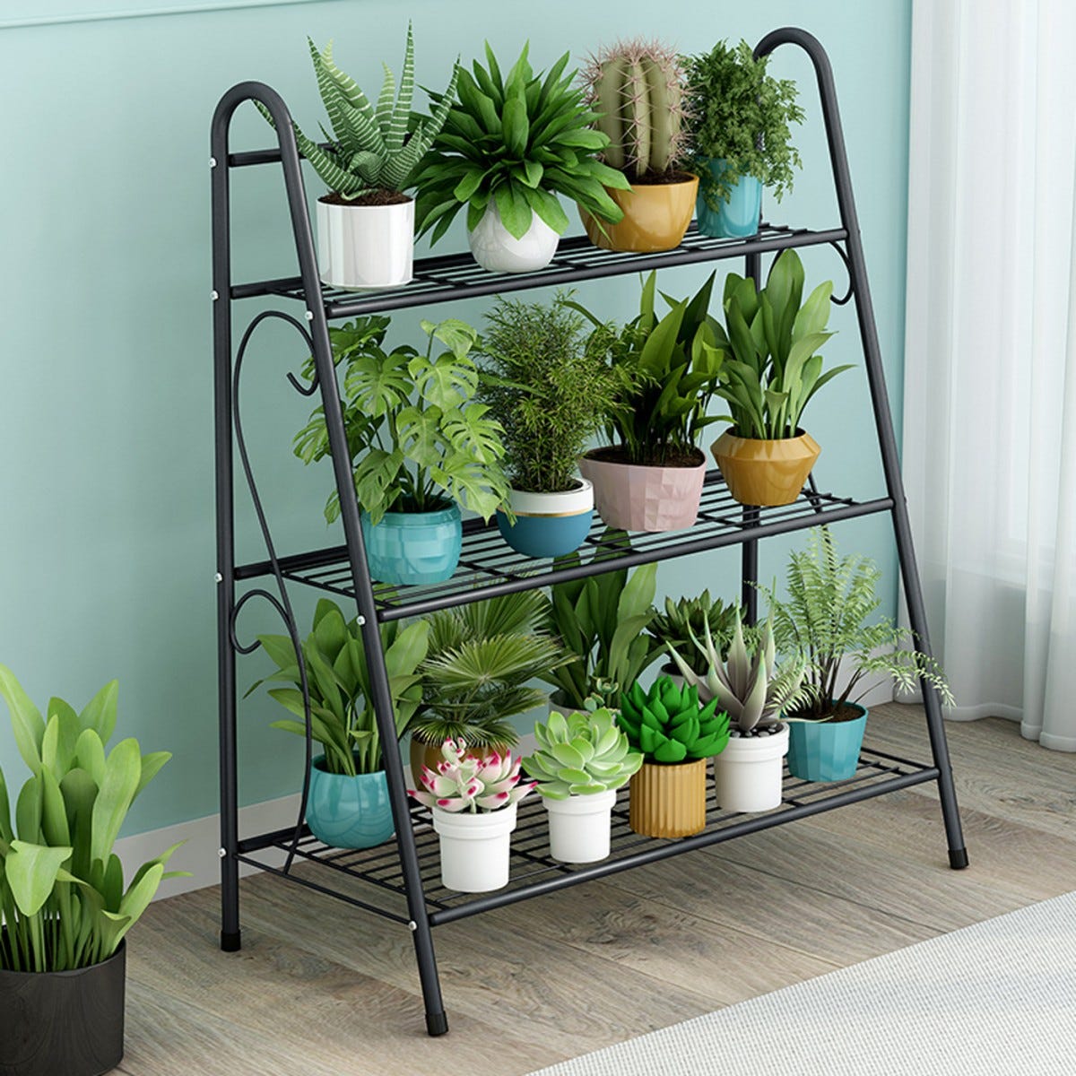 YIZAIJIA Supporto per piante per interni ed esterni a 5 livelli a 9 vasi grande ripiano in metallo alto per vasi da fiori a più livelli per soggiorno, patio, soggiorno, giardino, angolo YIZAIJIA Supporto per piante per interni ed esterni a 5 livelli a 9 vasi grande ripiano in metallo alto per vasi da fiori a più livelli per soggiorno, patio, soggiorno, giardino, angolo