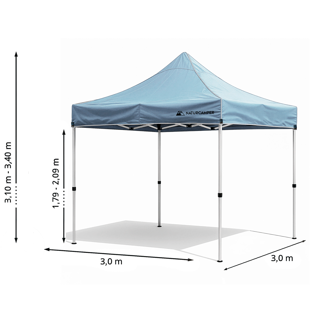 Carpa plegable 3x3m Gris con barras hexagonales - 4