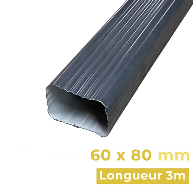 Kit évacuation eaux pluviales aluminium 60×80 mm – boîte à eau + deux descentes 3 m – fixation incluse – maison avec étage – anthracite - 4