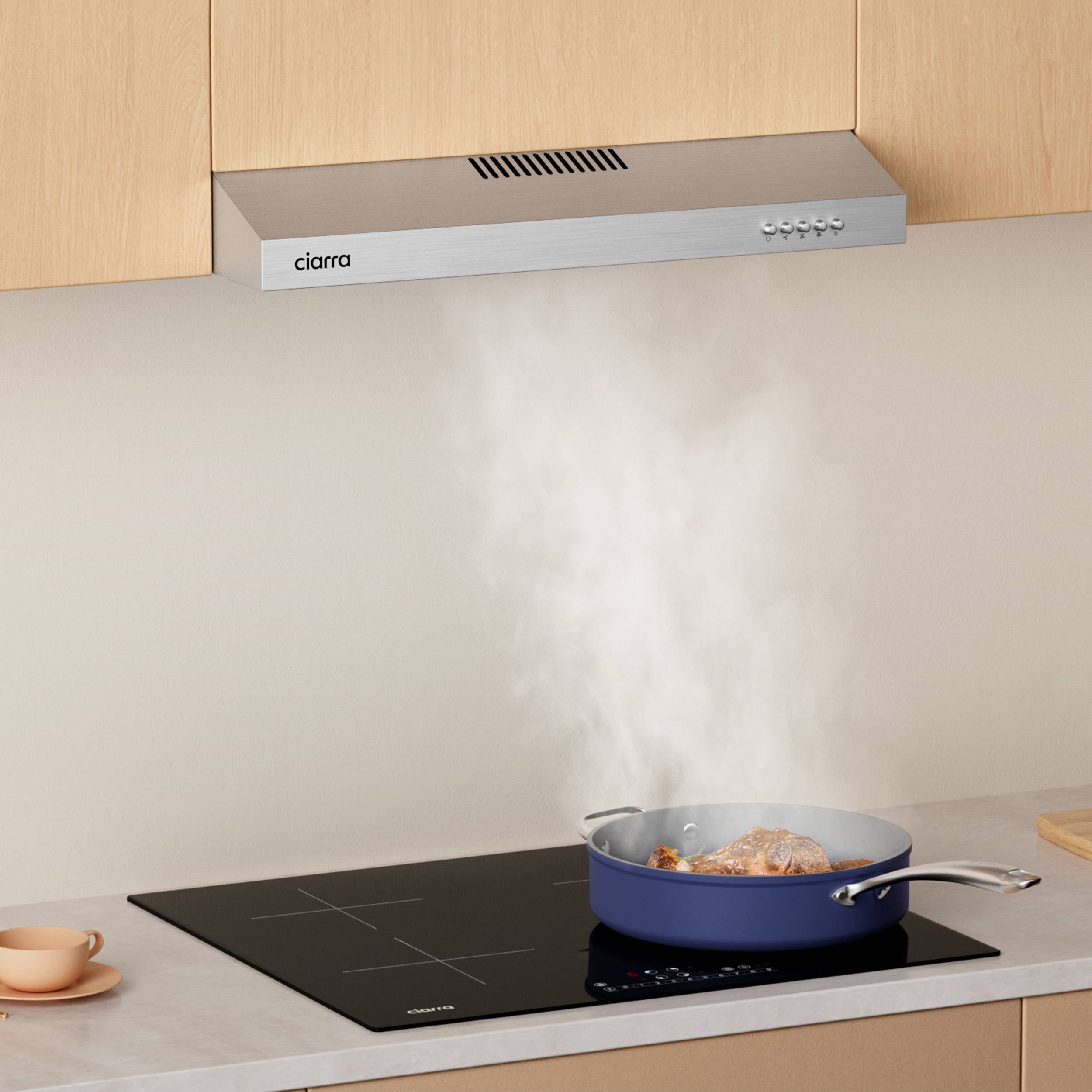 CIARRA Cappa Aspirante Sottopensile 60cm 220m3/h A+ 3 Velocità Ricircolo o Scarico Acciaio inox VMS6903 - 8