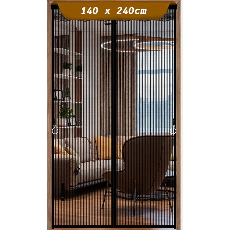 Magnetyczna moskitiera na drzwi 140x240cm, zasłona siatkowa, uszczelka magnetyczna od góry do dołu z automatycznym zamknięciem - Czarna