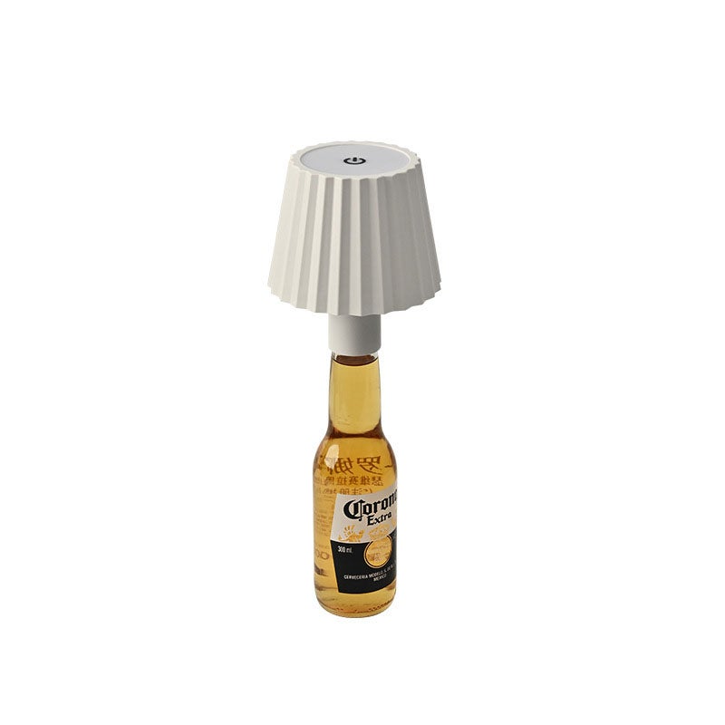 Lampa z butelki wina z kolorowymi żaluzjami, przenośna kreatywna lampa stołowa, lampka nocna w kształcie główki butelki wina, biała