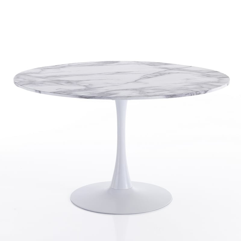 Stół okrągły KYOTO 120 MARBLE 74x120 cm MDF i stal malowana, wykończenie marmurowe, do jadalni