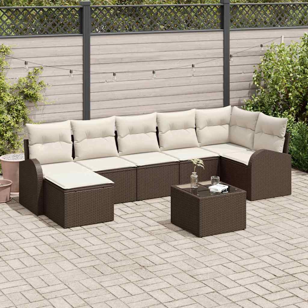 Zestaw Sof na Ogród z poduszką 8 pcs Brązowy Polirattan vidaXL