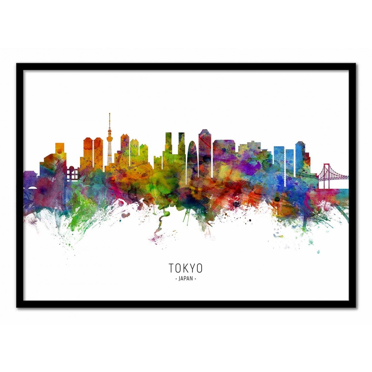 Art-poster - tokyo japan skyline (colored version) - michael tompsett - con marco negro 30 x 40 cm