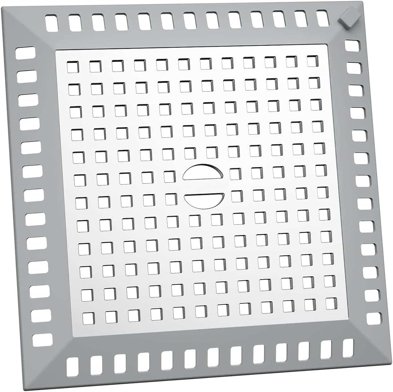 12,3 x 12,3 cm, kwadratowe sitko ze stali nierdzewnej w kolorze srebrnym, zapobiegające zatykaniu, do zlewu kuchennego i prysznica.