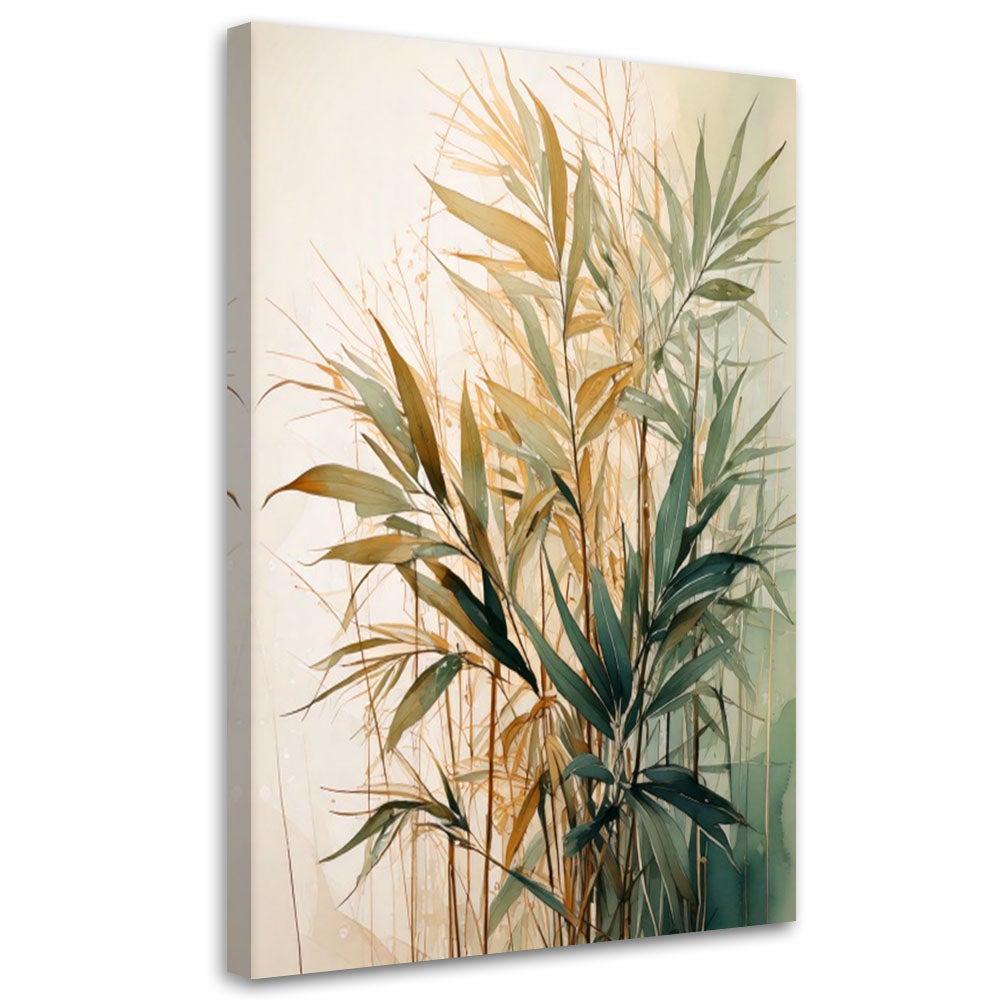 Obraz do sypialni, Trawy Akwarela Zieleń Beż Natura 40x60