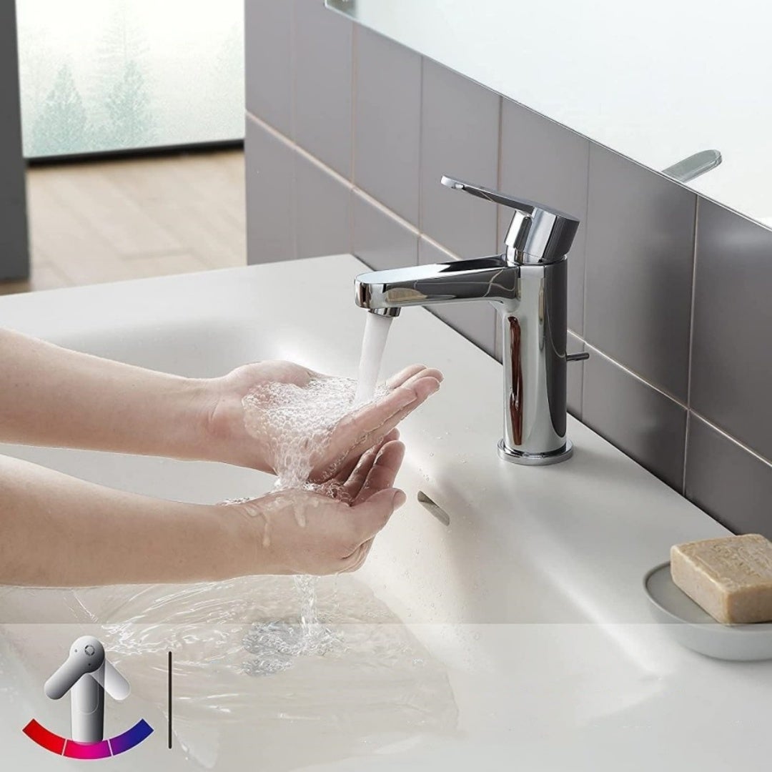 Mitigeur de Lavabo en laiton Robinet Salle Bain Laiton chrome Mitigeur Lavabo Eau Froide/Chaude Robinetterie pour Salle Bain - 6