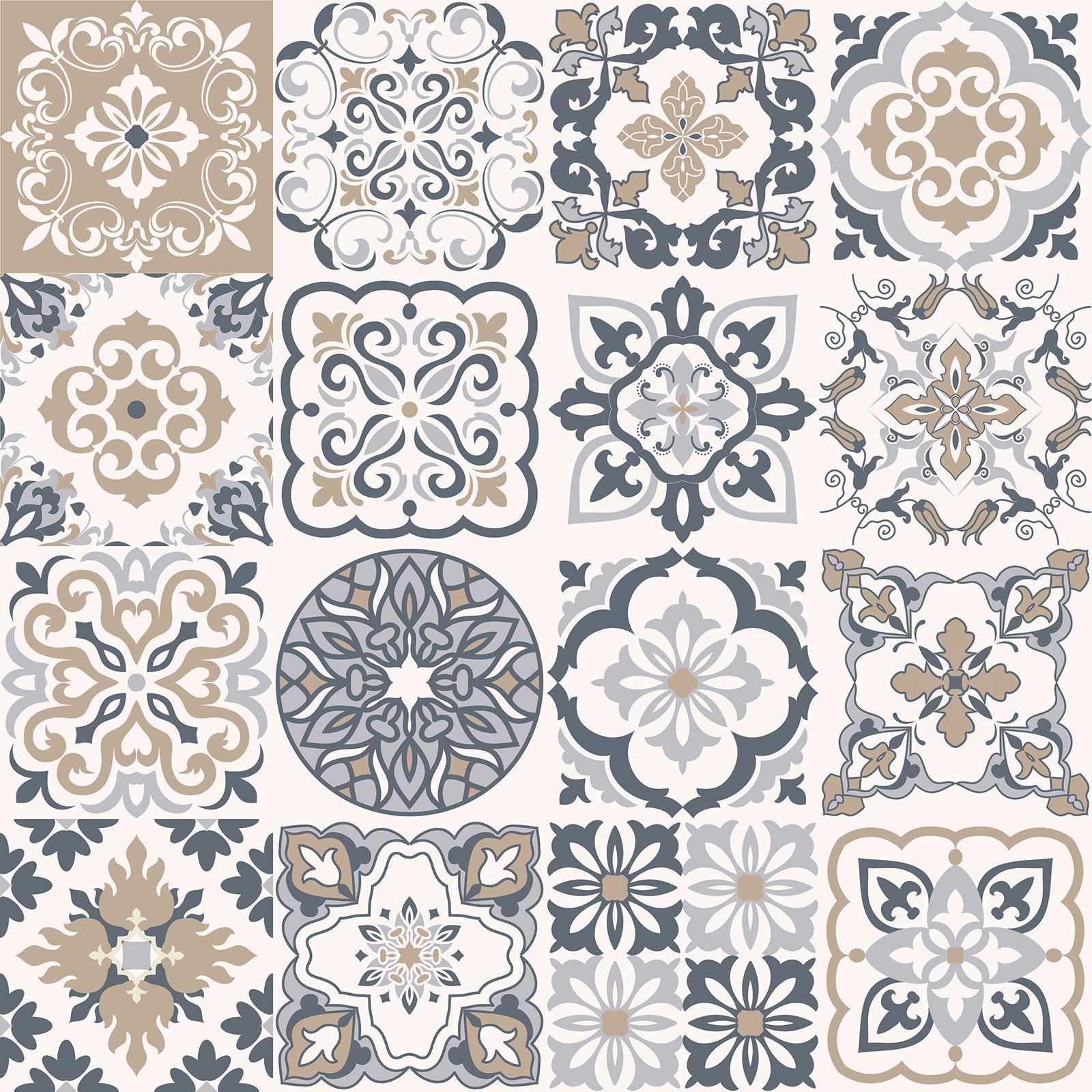Crédence adhésive sticker pour cuisine - Effet carreaux de ciment - Adhésif BRILLANT - 50x50 cm - 2