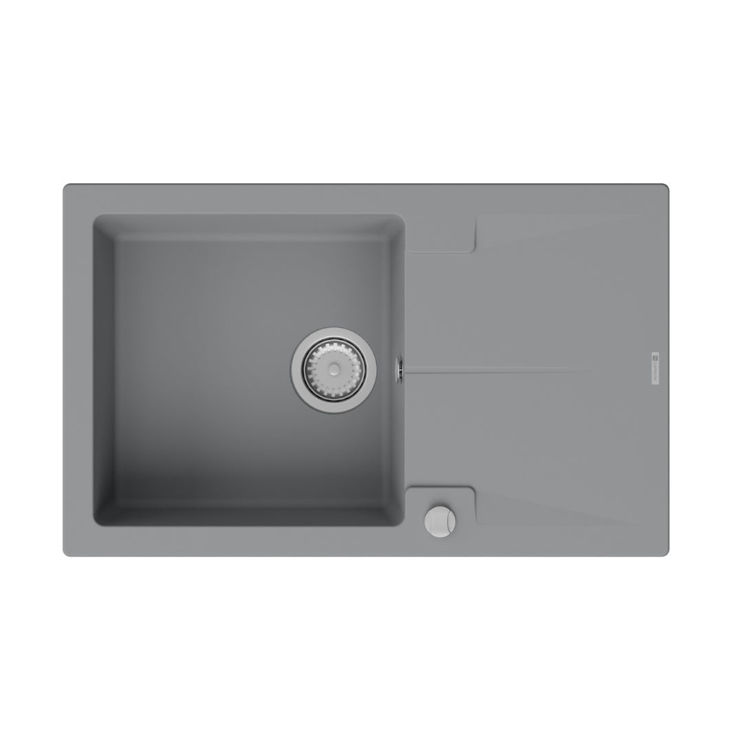Zlewozmywak kuchenny granitowy GranMaster 780x480x192 mm, jednokomorowy z ociekaczem, tytan 1 szt.