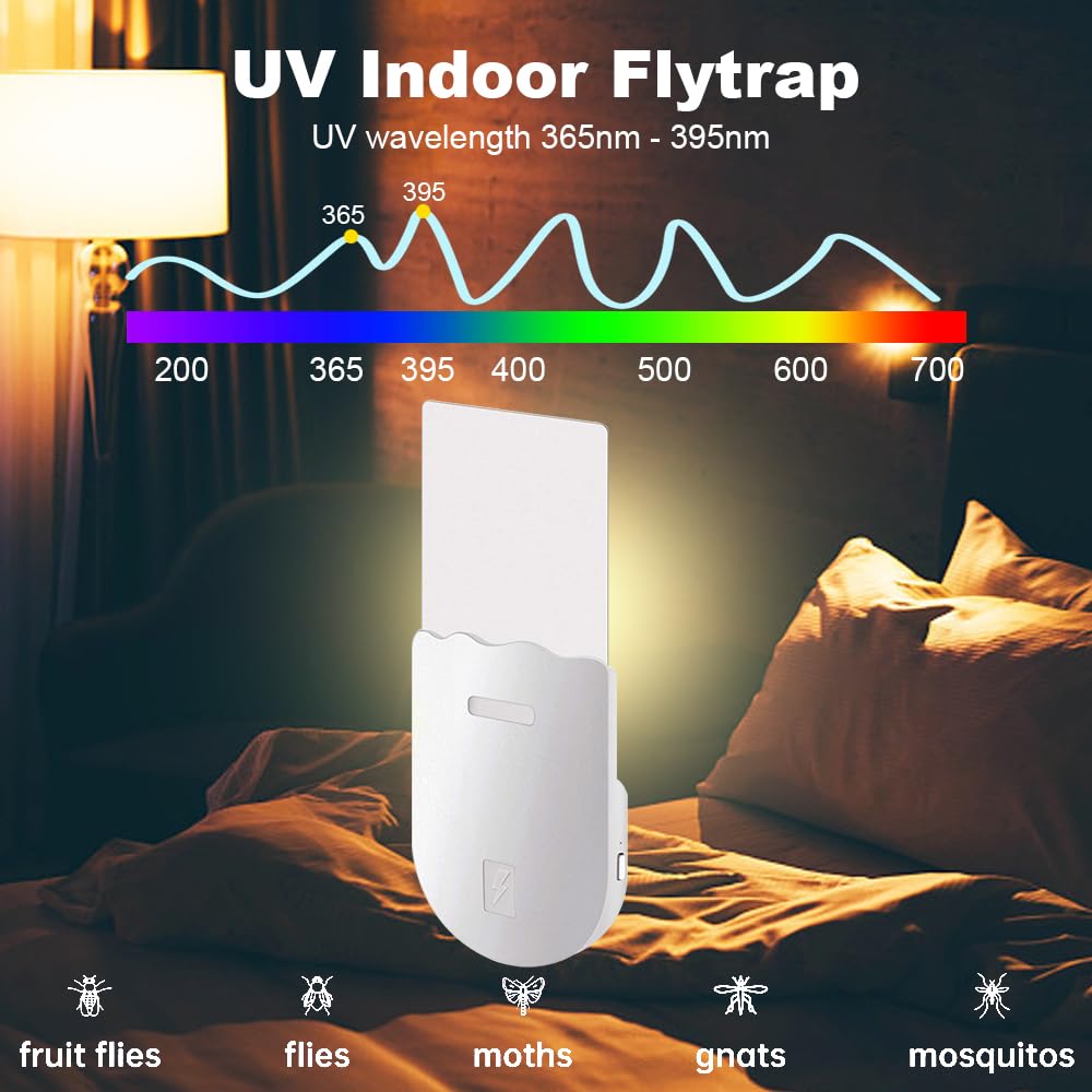 Anti Moucherons Interieur, Lampe UV Anti-Moustiques à Brancher avec Pads Collants pour Maison - 2