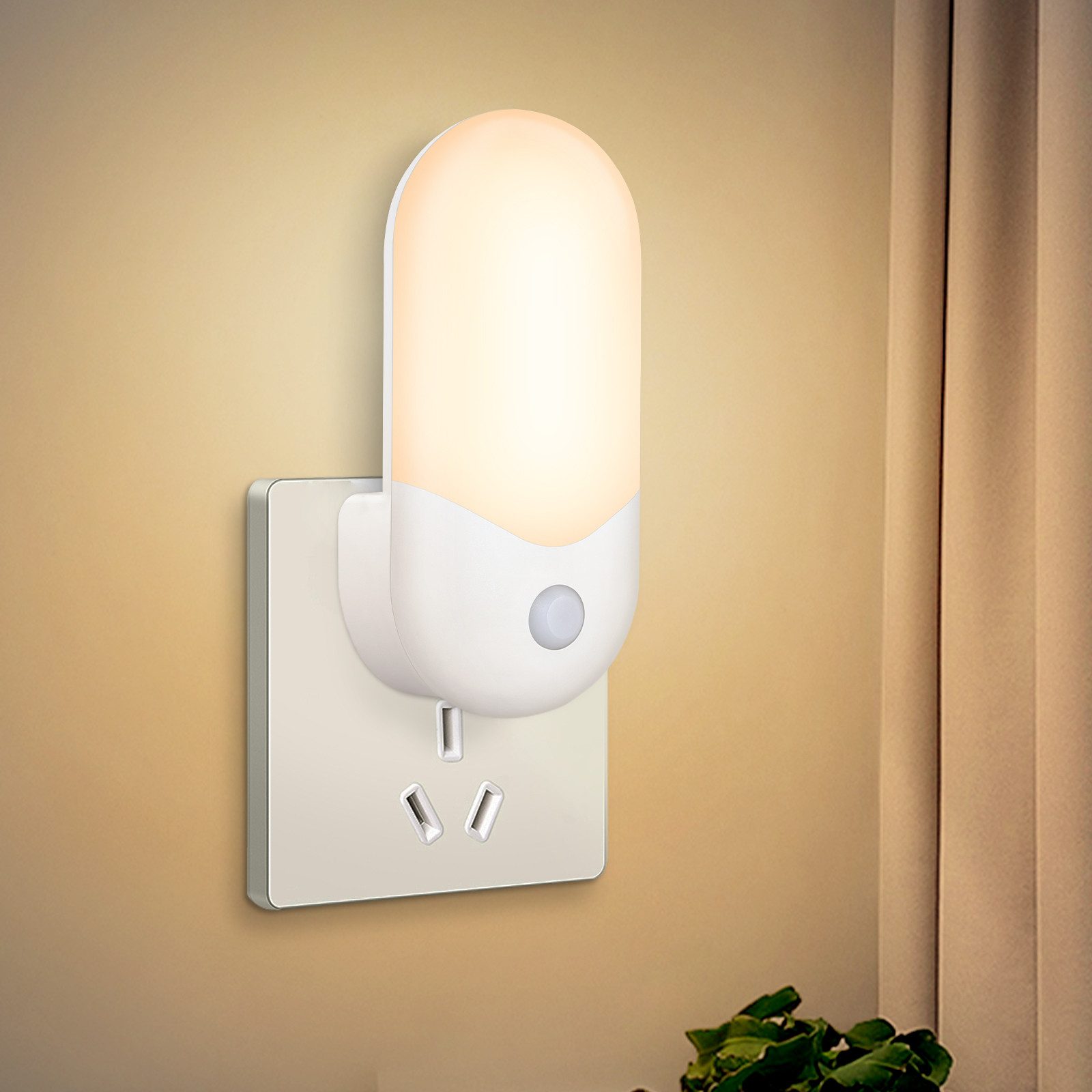 LOHAS-LED Luce notturna con sensore crepuscolare, luminosità regolabile 0 – 100 lm, luce notturna a LED, per camera da letto, cucina, bagno, corridoio, confezione da 2