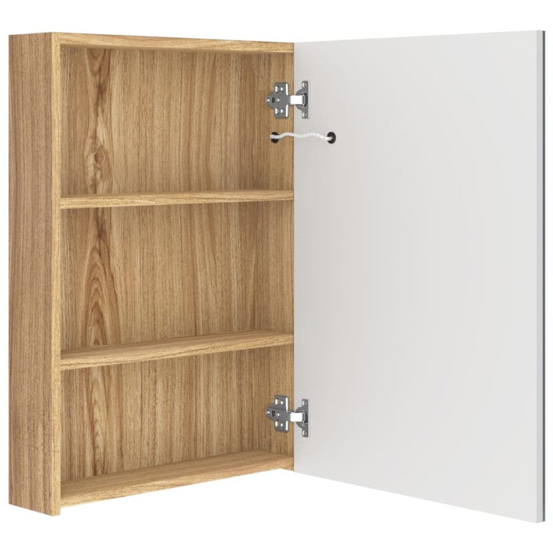 vidaXL Armario de baño con espejo y LED blanco y roble 50x13x70 cm - 5