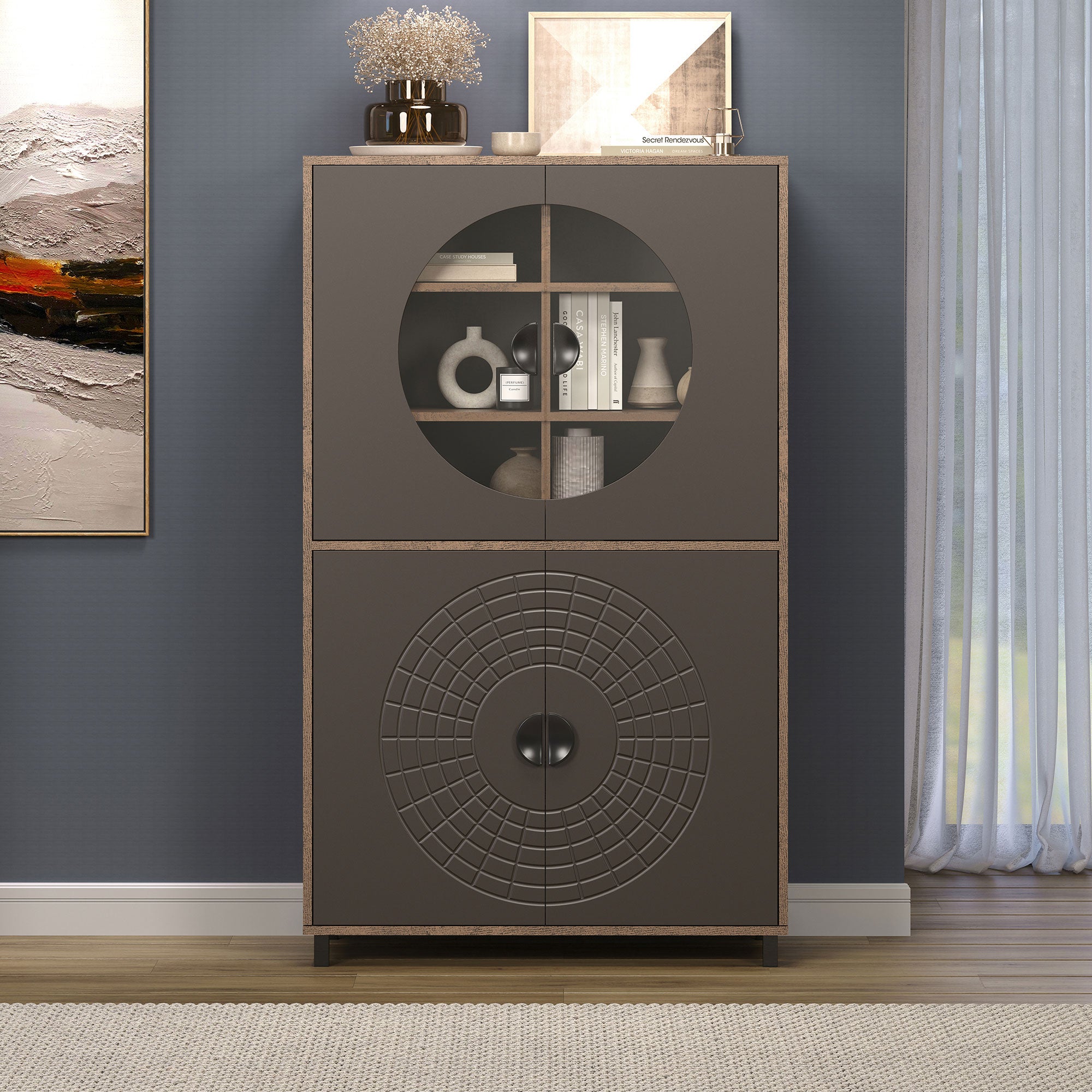 Fusion witryna 4 drzwi brązowy dekor.