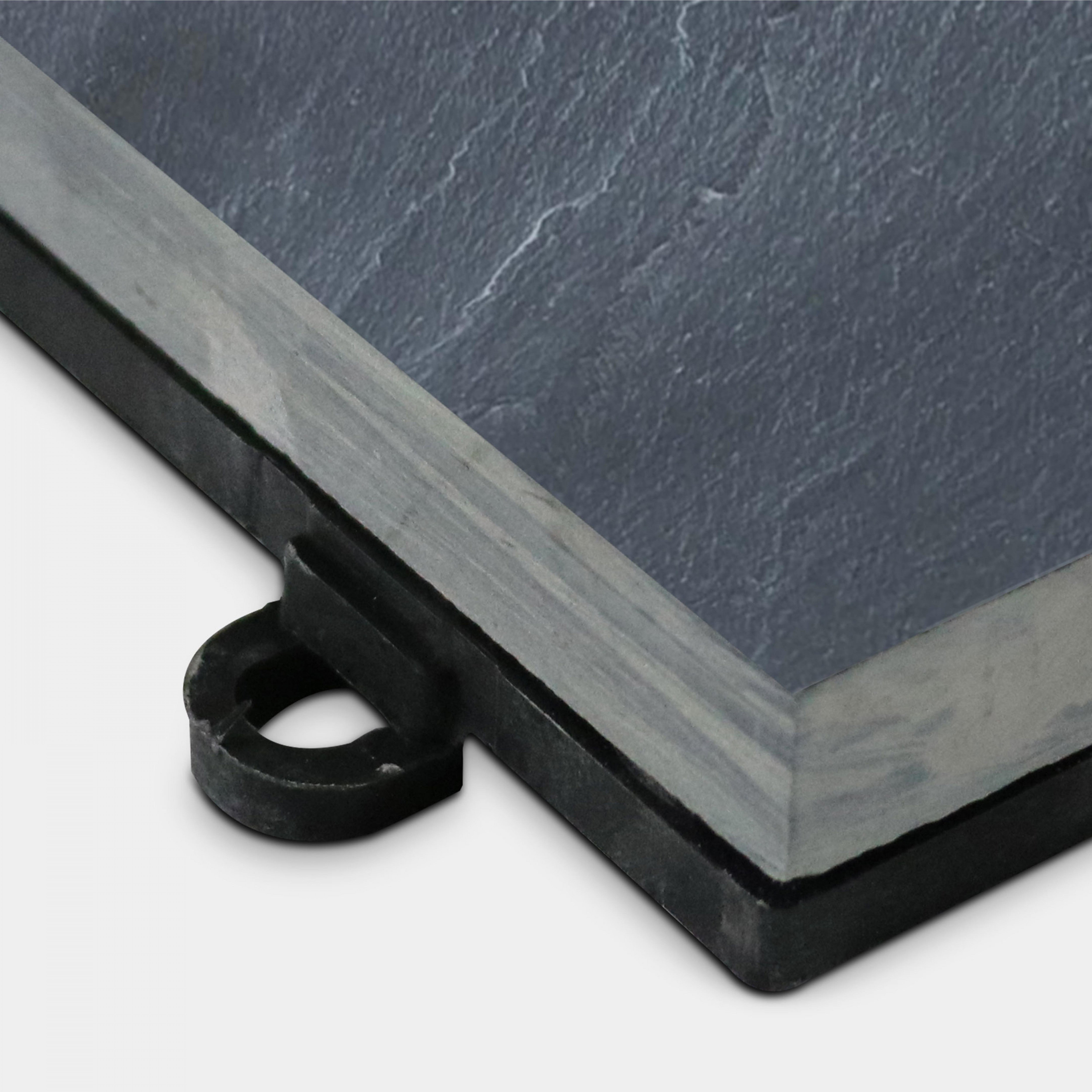 Lot de 8 dalles clipsables en pierre noire - 5