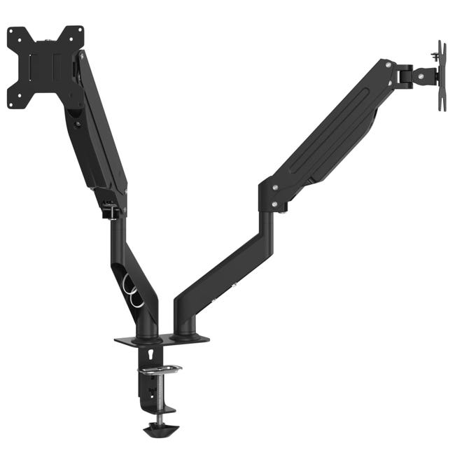 Braccio Doppio Monitor Ufficio Acciaio Nero VESA 75/100mm Ergo Braccio Doppio Monitor Ufficio Acciaio Nero VESA 75/100mm Ergo