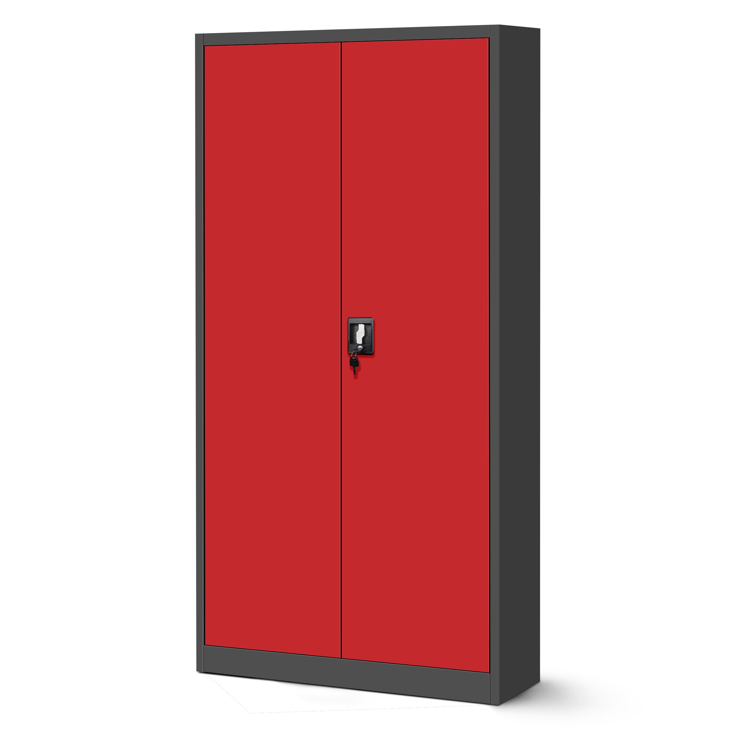 Metalowa Szafa Biurowa z 4 Regulowanymi Półkami 195 x 90 x 40 cm Antracytowo-Czerwona