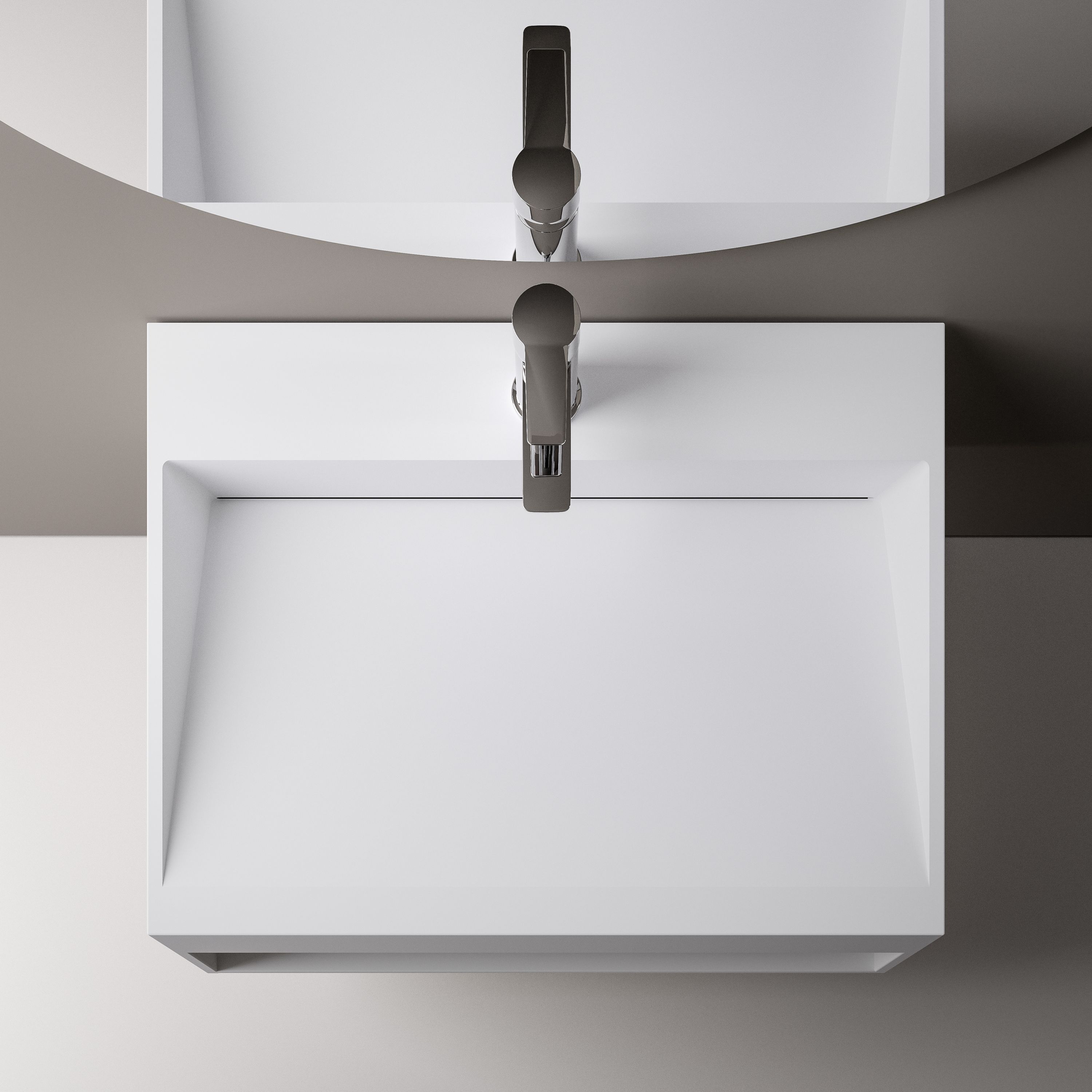 BERNSTEIN - Vasque murale 80x46x28cm en fonte minérale avec espace de rangement - blanc mat - TWG71 - 4