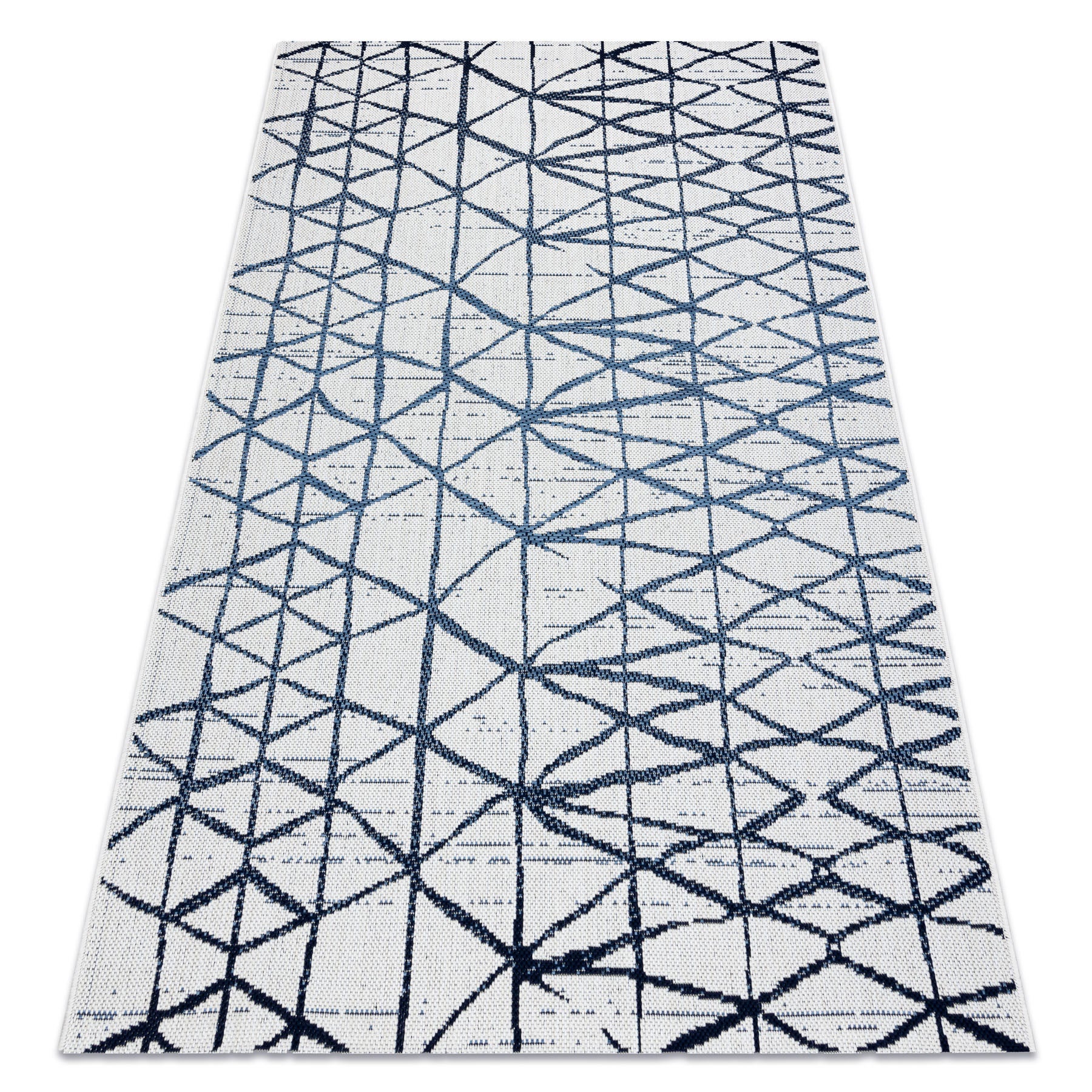 Alfombra color 47278306 sisal líneas, triangulos beige / azul 200x290 cm