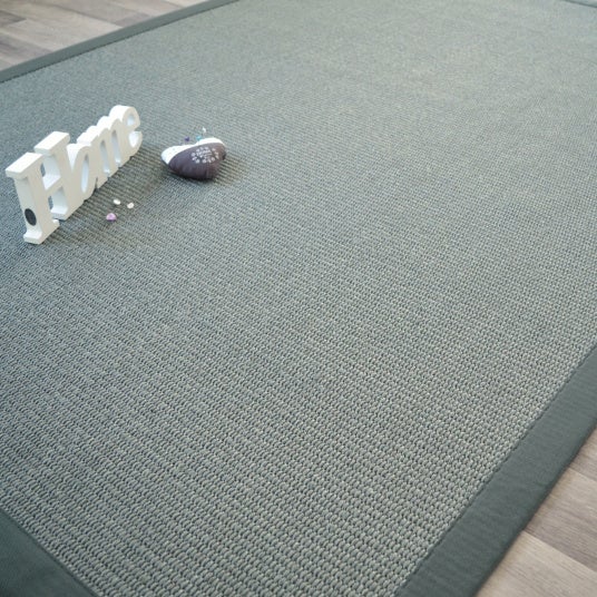 Tapis Sisal Quintana gris - Ganse coton vert de gris - 250 x 350 cm - 2