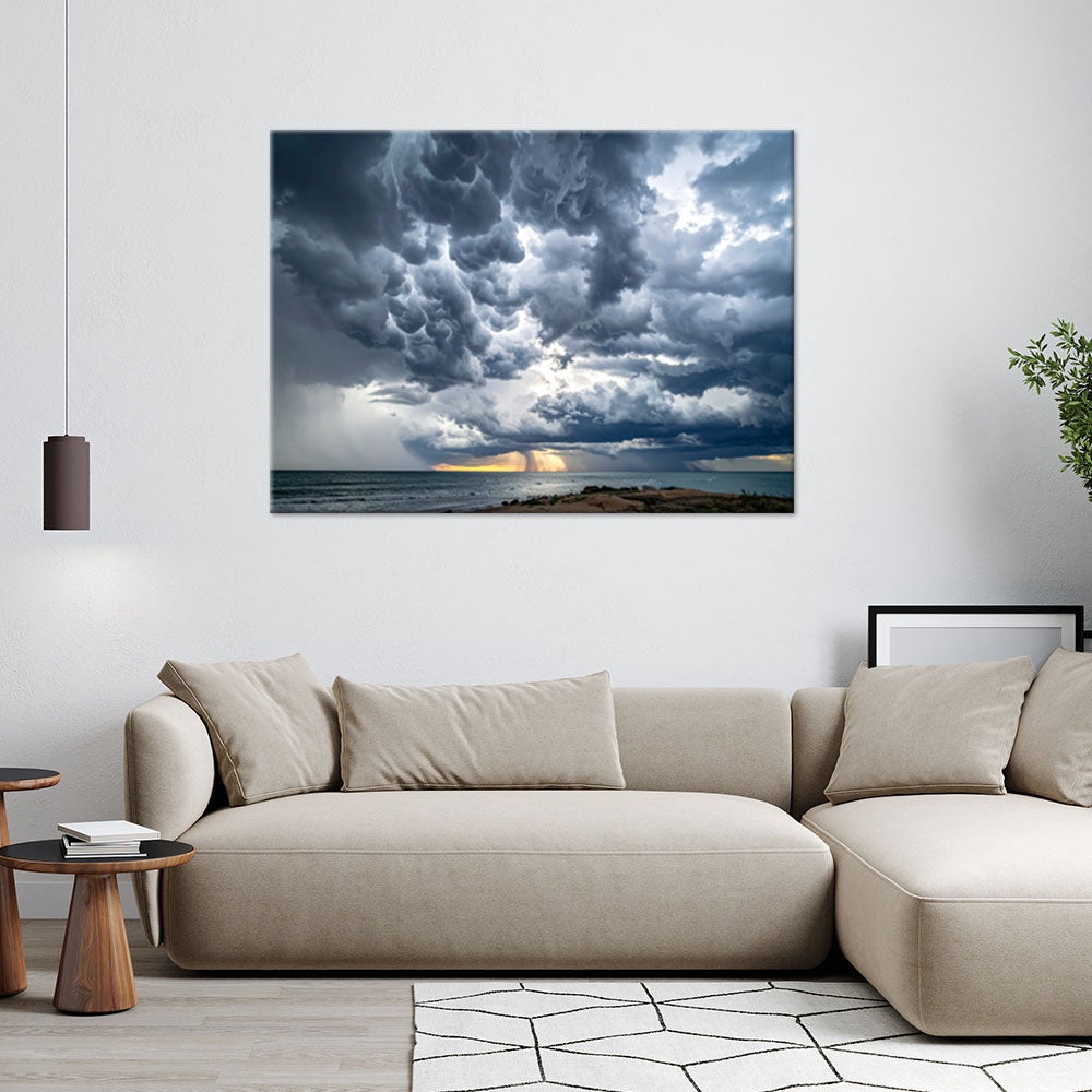 Obraz nowoczesny do salonu sypialni biura, Ciemne szare chmury krajobraz 90x60 - 2