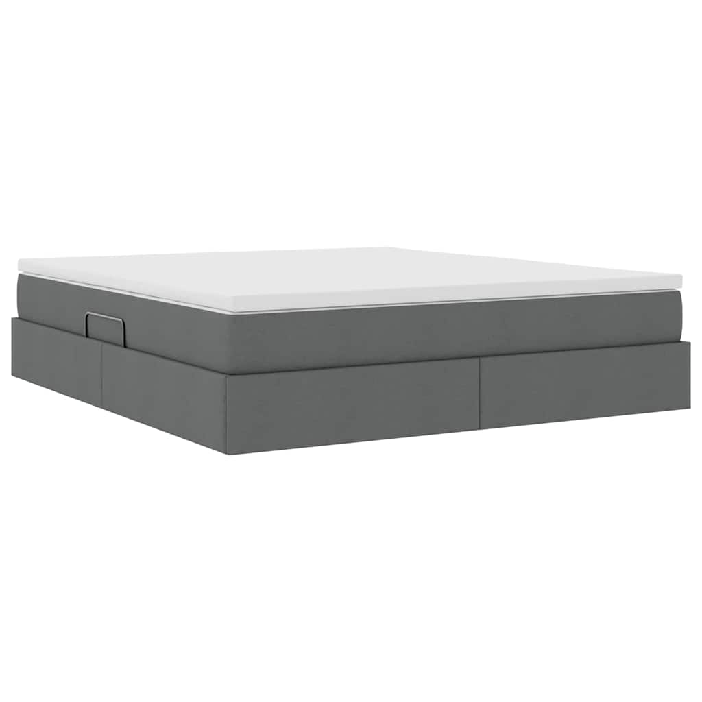 Lit avec rangement et matelas en polyester gris foncé, pour la chambre, 180 × 200 cm - 5