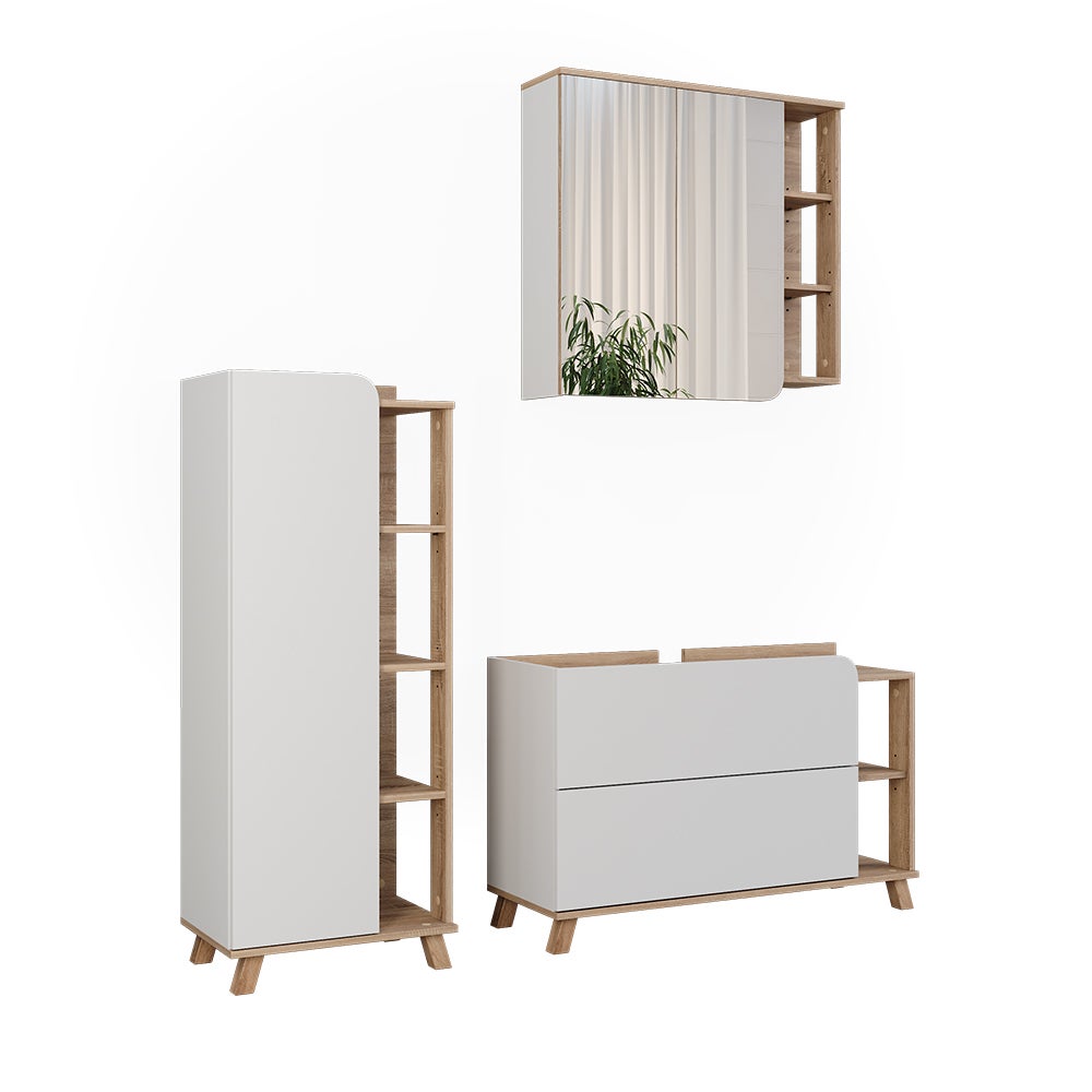 Vicco Zestaw mebli łazienkowych Karen, Sonoma/Biały, 3 części