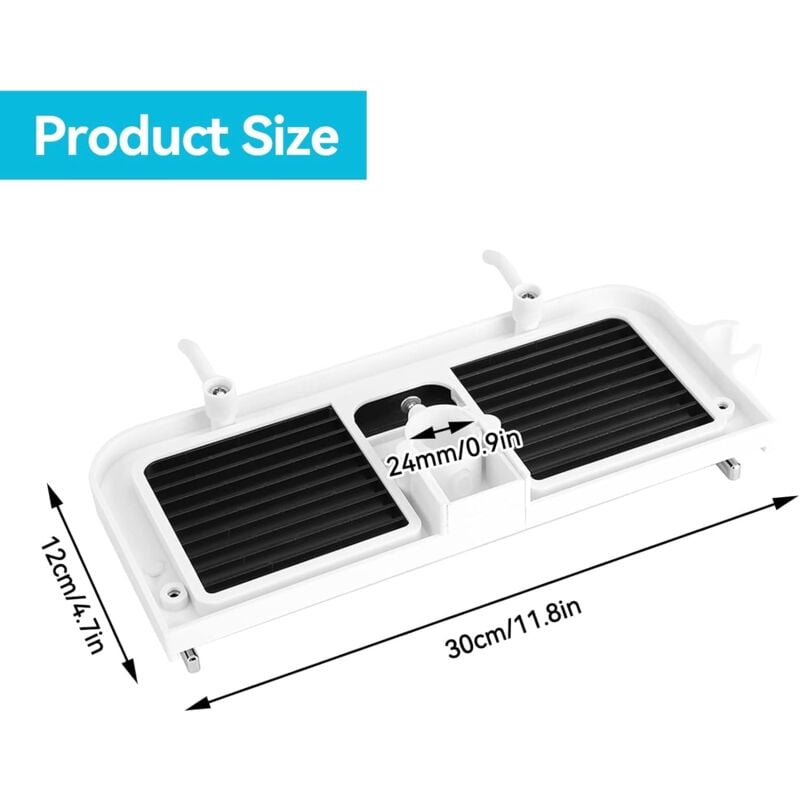 Étagère de douche sans perçage pour barres de douche Étagère de douche réglable Organisateur de shampoing de salle de bain pour 24-25 mm - 2