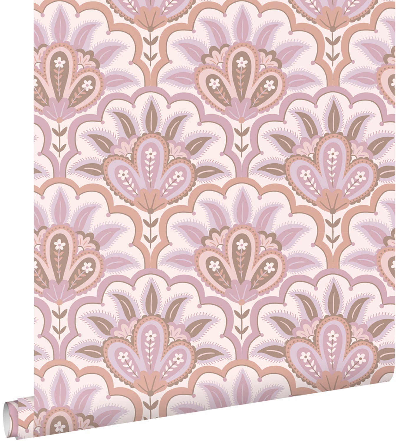 Tapeta orientalny barokowy motyw liliowo fioletowymIróżowym - 50 x 900 cm - ESTAHOME