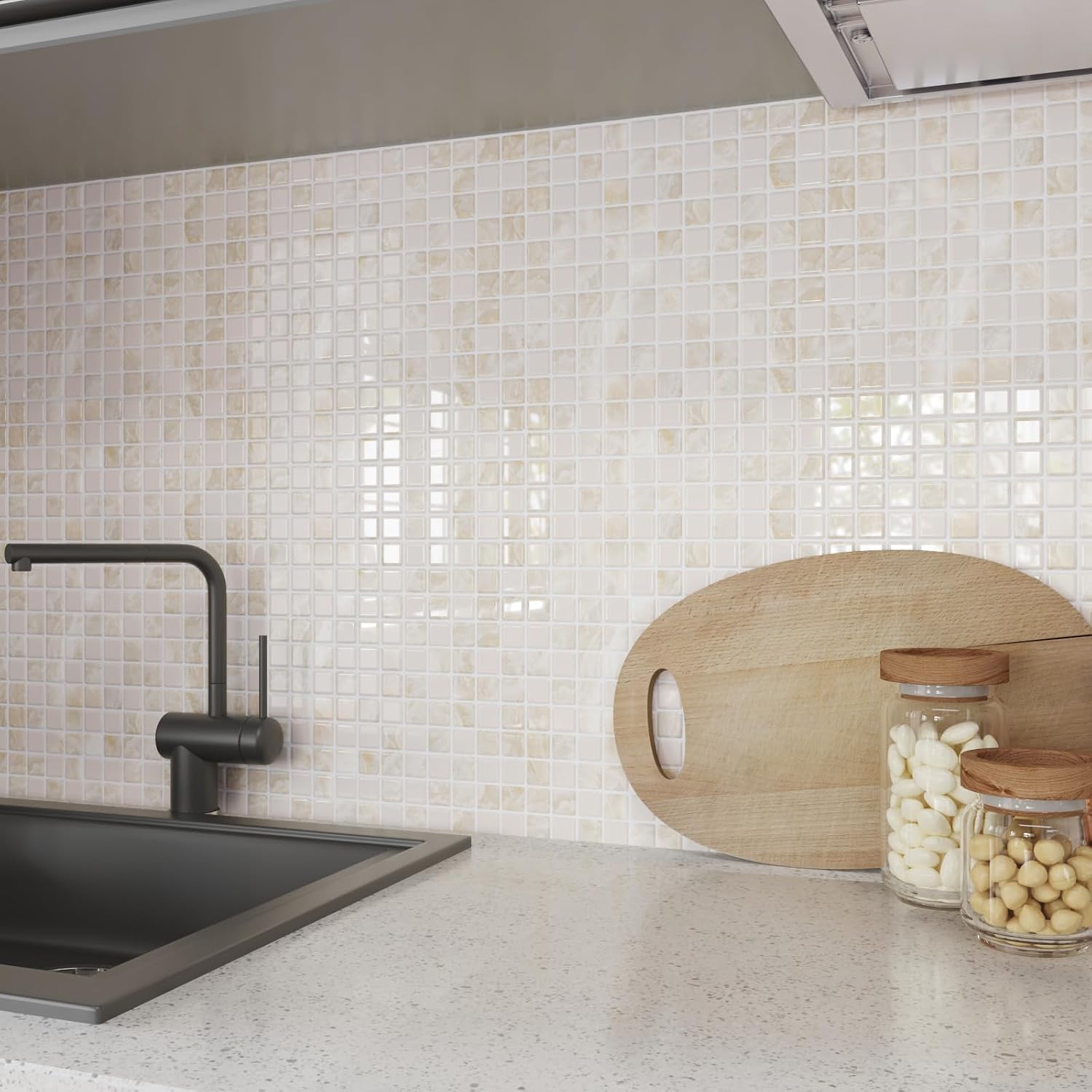 Adhesivo para Salpicadero Mosaico Azulejo Beige Azulejo Adhesivo de ...