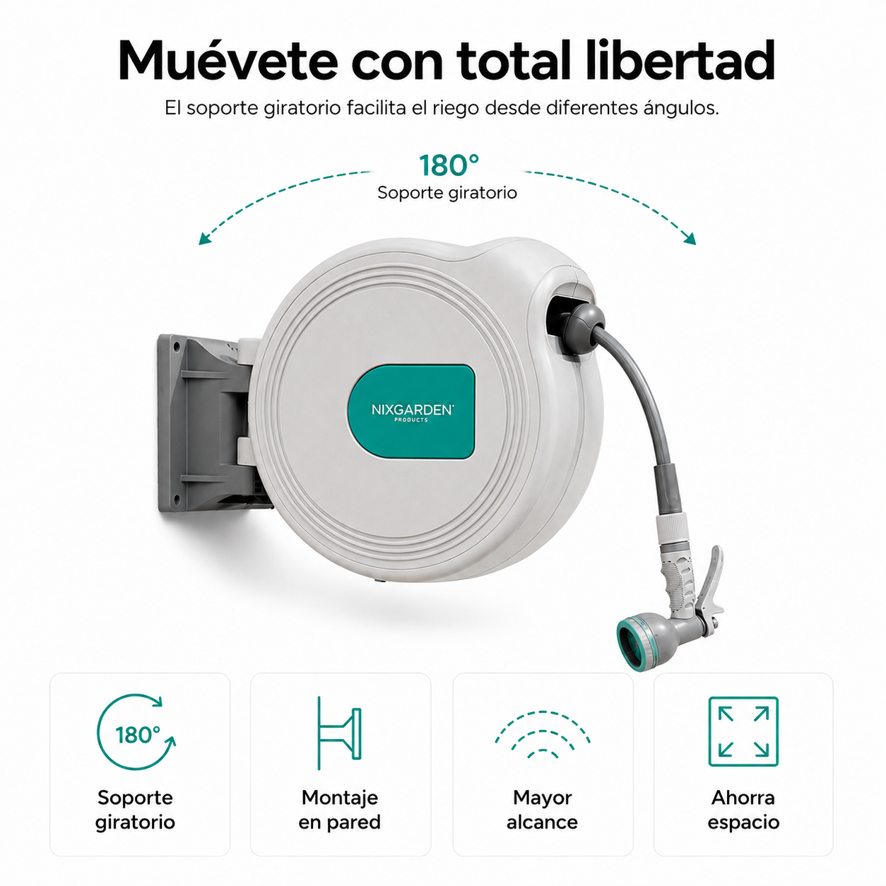 Enrollador Automático De Manguera 30 m Con Soporte De Pared - 5