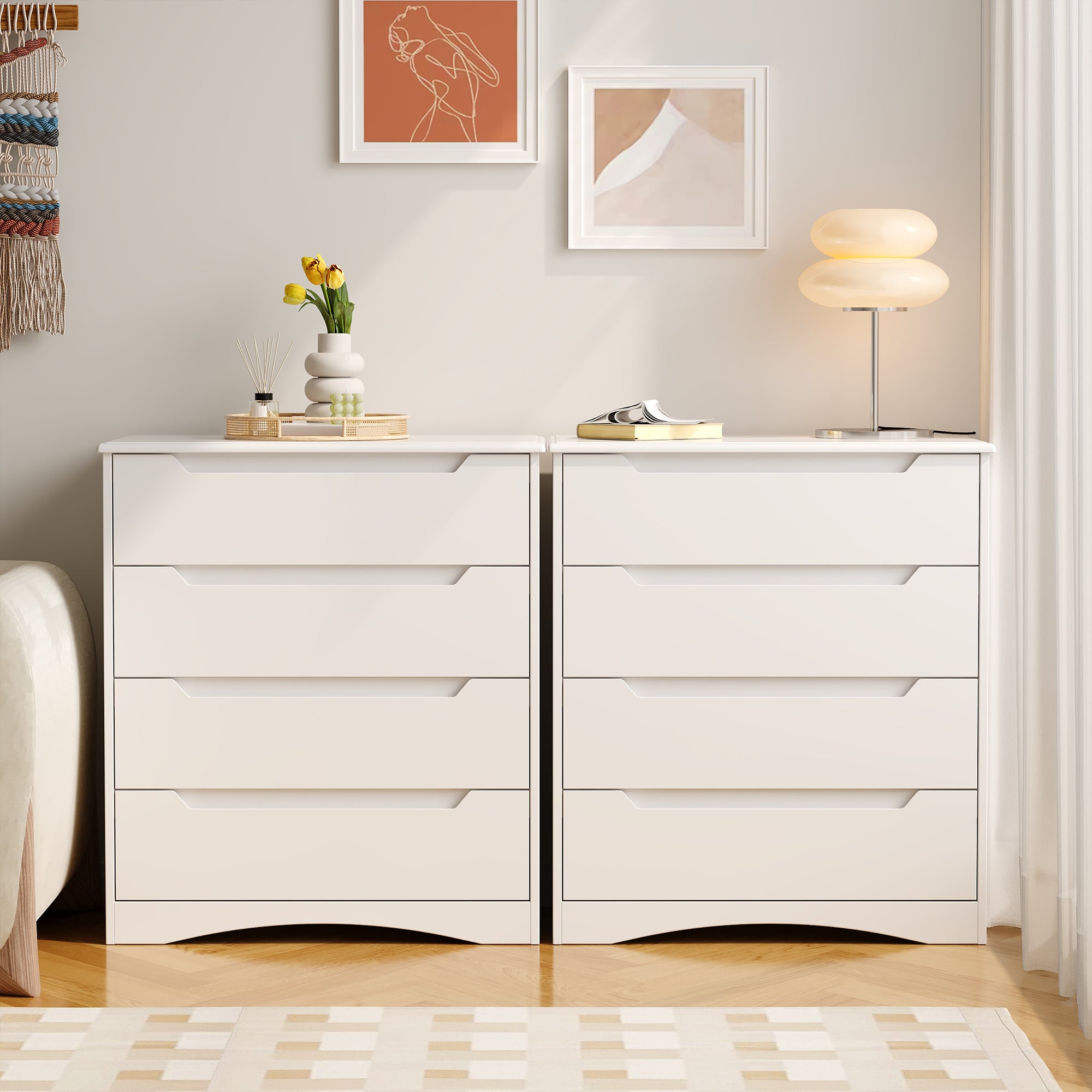 Commode 4 Tiroirs Chiffonnier Blanc 72 x 41 x 82 cm Bealife - 6